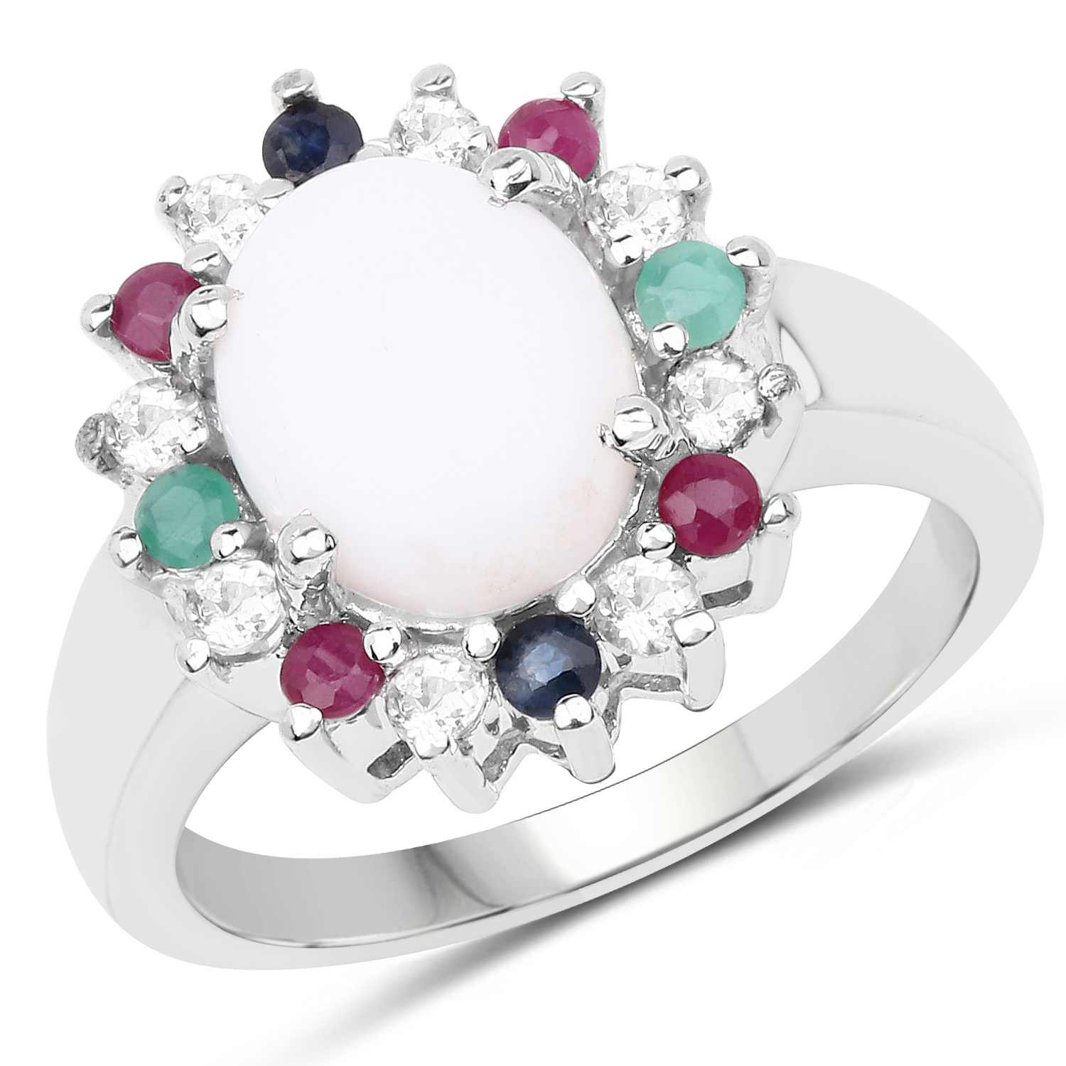 2.35 Carat Genuine Multi Stone .925 Sterling Silver Ring