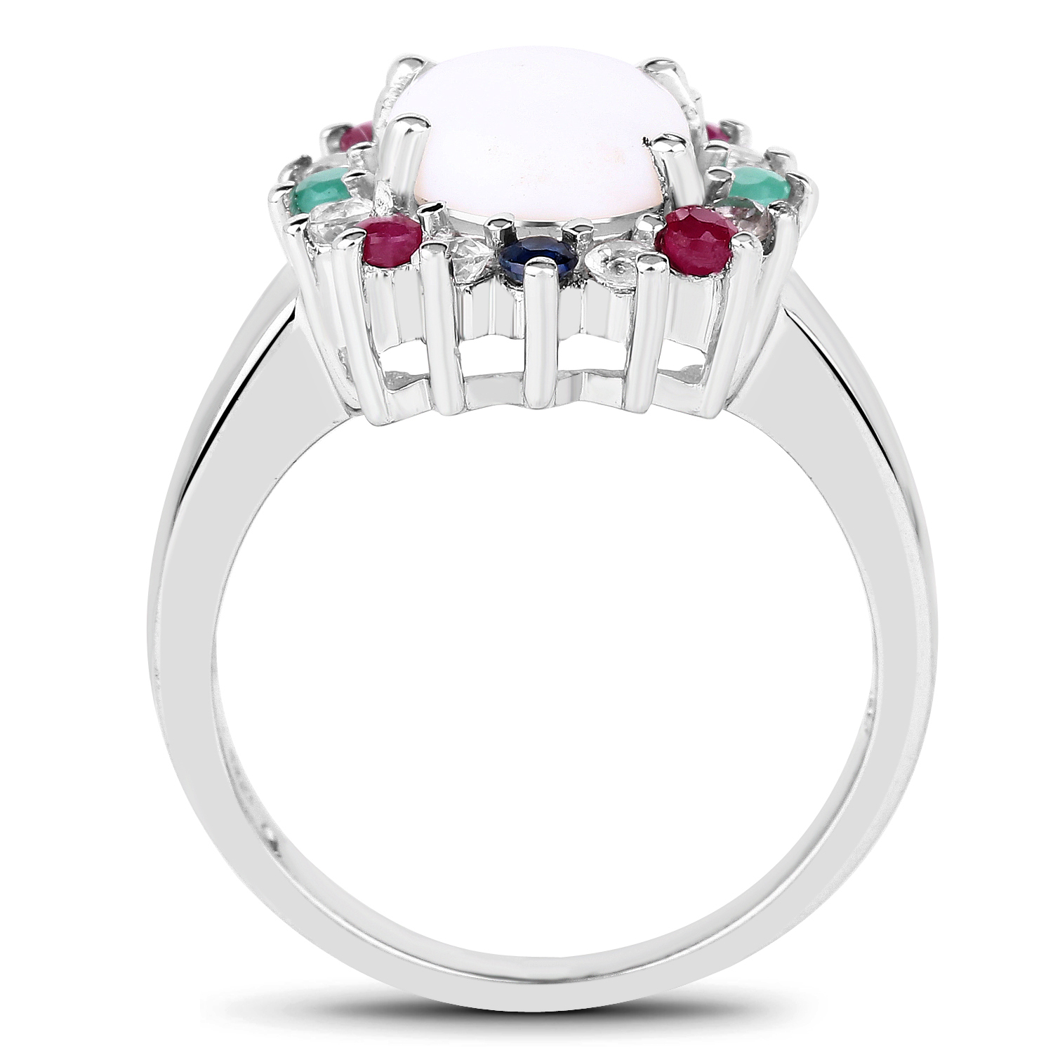 2.35 Carat Genuine Multi Stone .925 Sterling Silver Ring