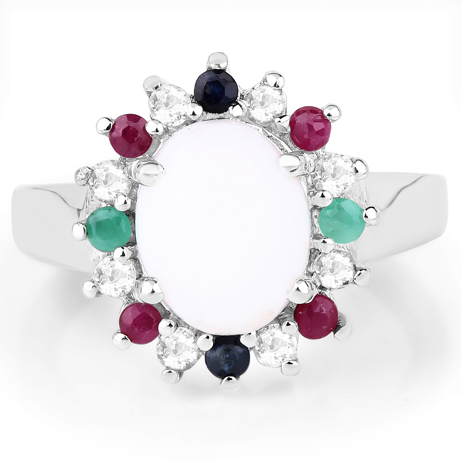 2.35 Carat Genuine Multi Stone .925 Sterling Silver Ring