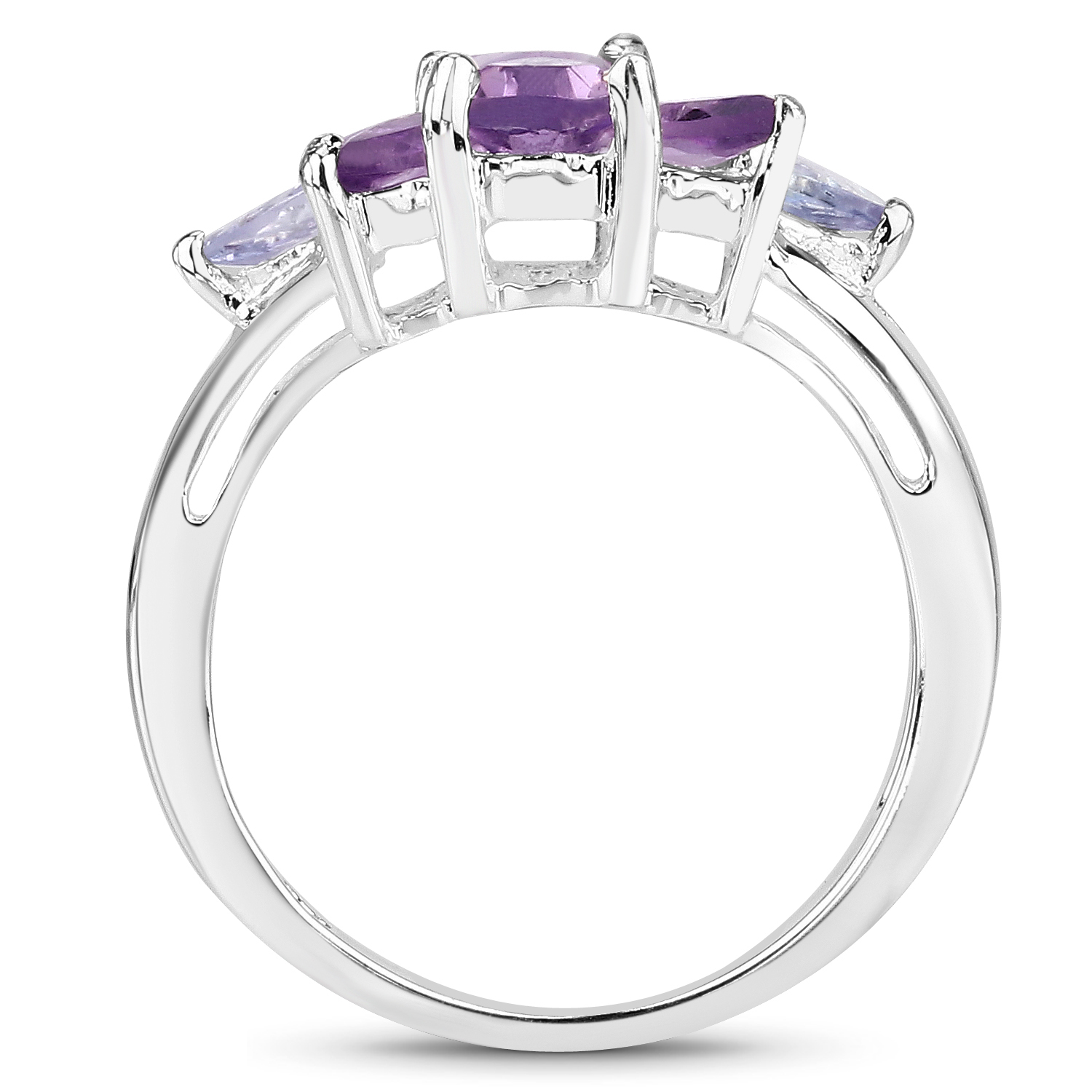 1.43 Carat Genuine Multi Stones .925 Sterling Silver Ring