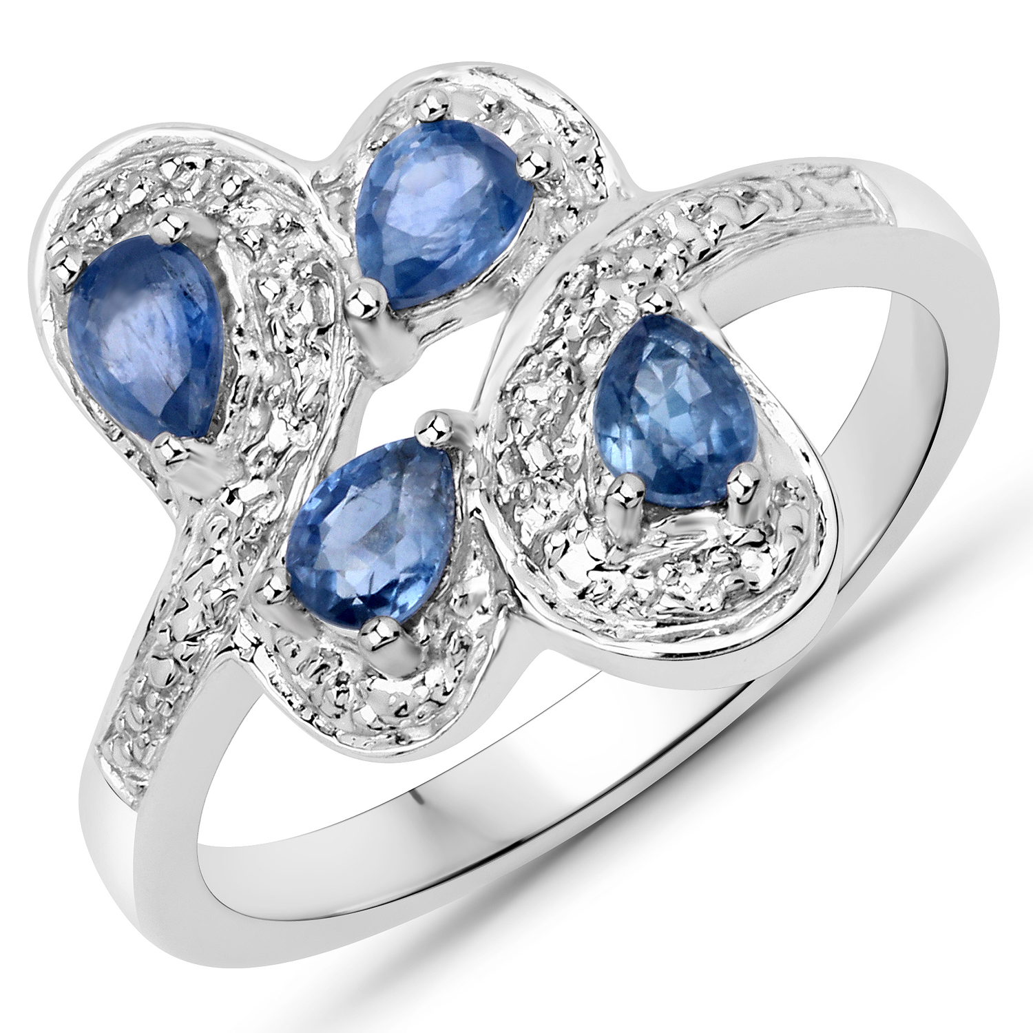 0.60 Carat Genuine Blue Sapphire .925 Sterling Silver Ring