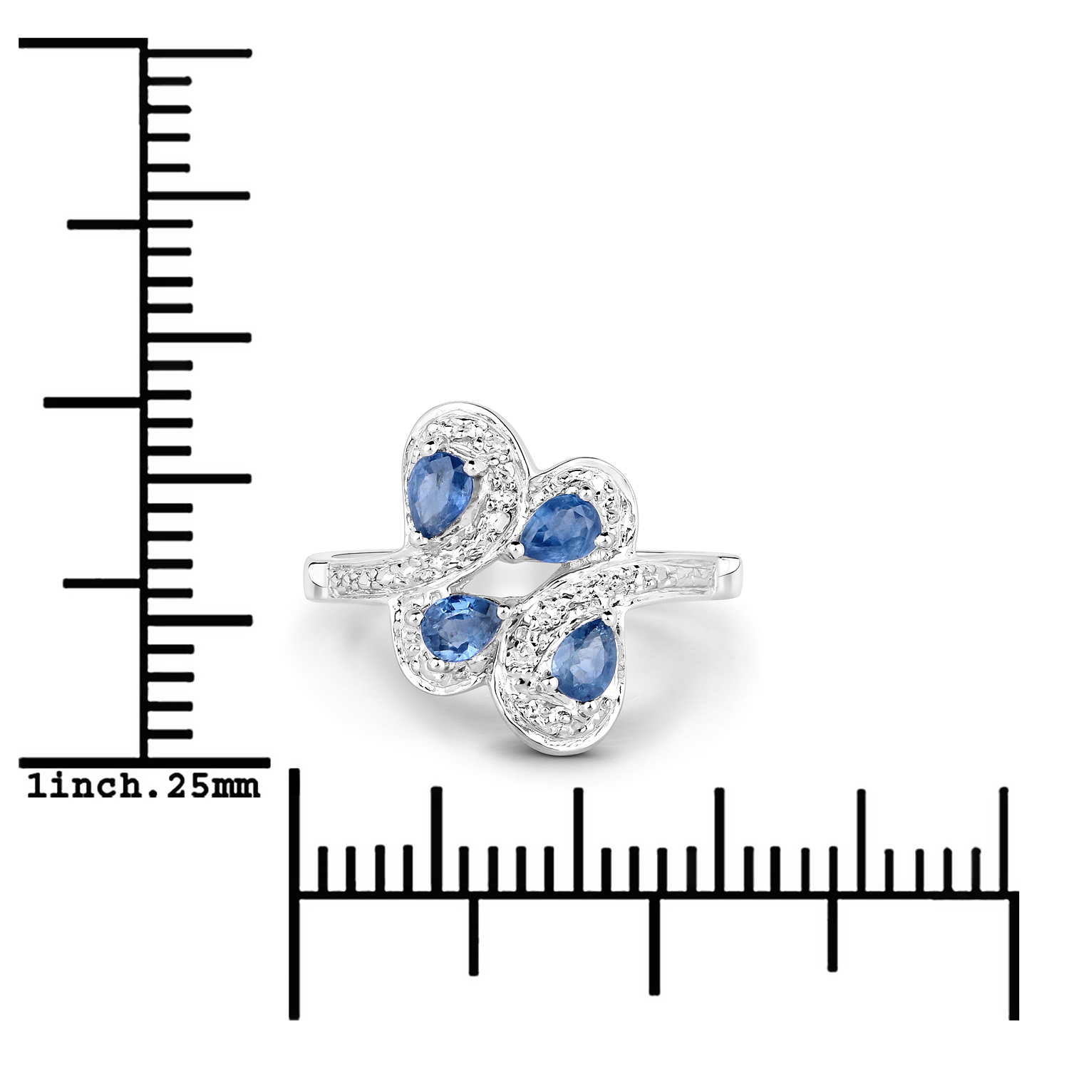 0.60 Carat Genuine Blue Sapphire .925 Sterling Silver Ring