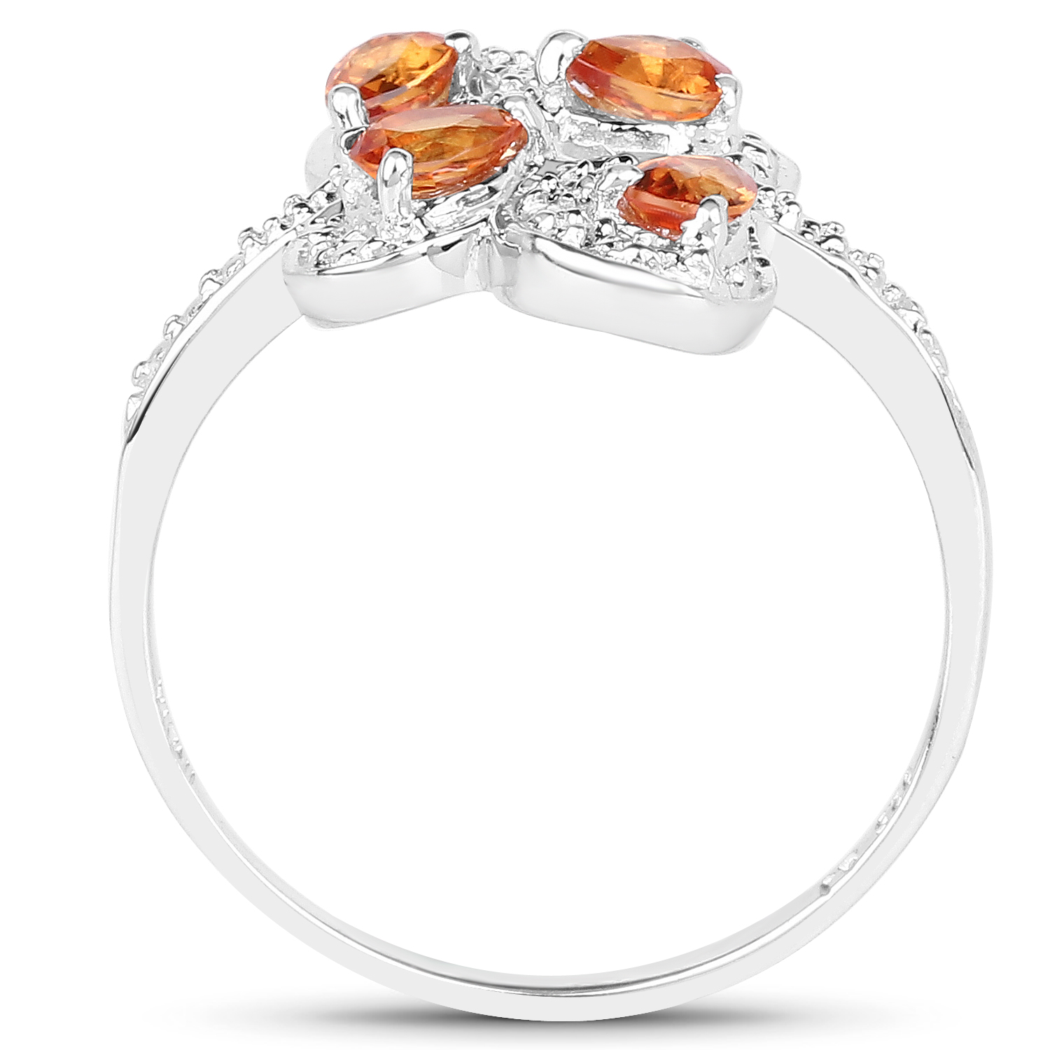 0.80 Carat Genuine Orange Sapphire .925 Sterling Silver Ring