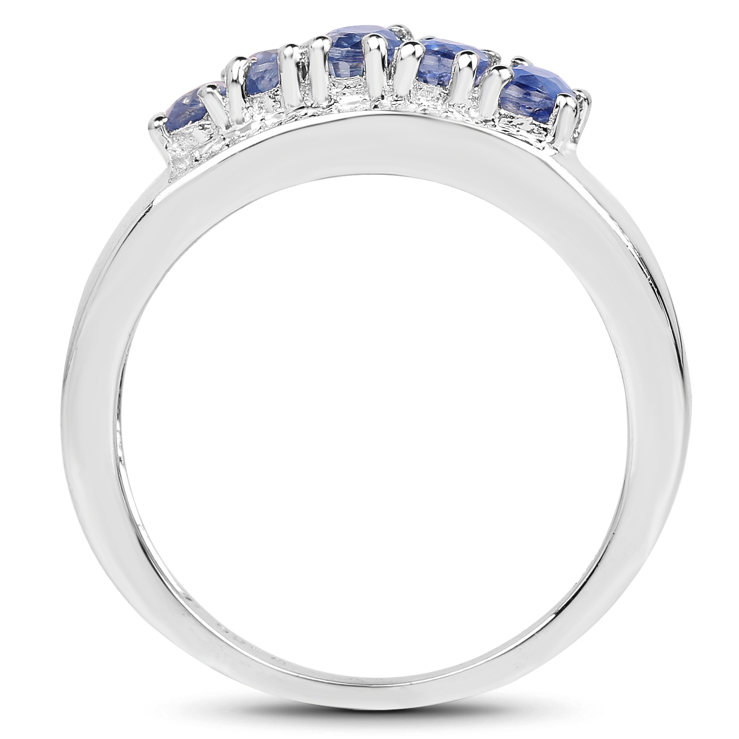 1.12 Carat Genuine Kyanite and White Topaz .925 Sterling Silver Ring