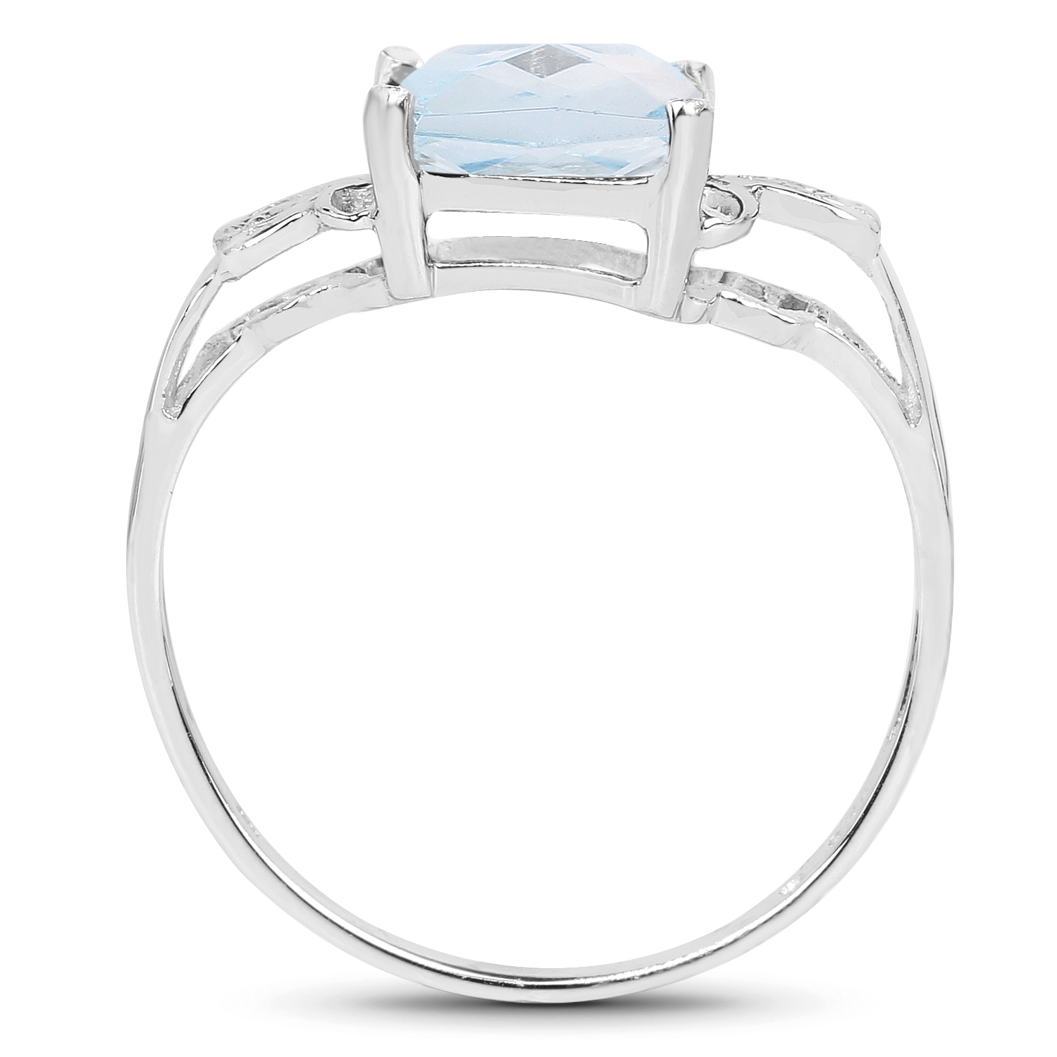 4.26 Carat Genuine Blue Topaz and White Zircon .925 Sterling Silver Ring