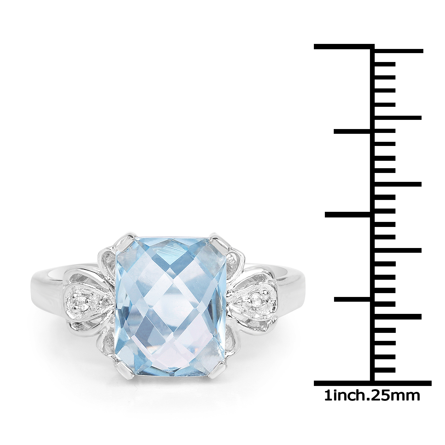 4.26 Carat Genuine Blue Topaz and White Zircon .925 Sterling Silver Ring