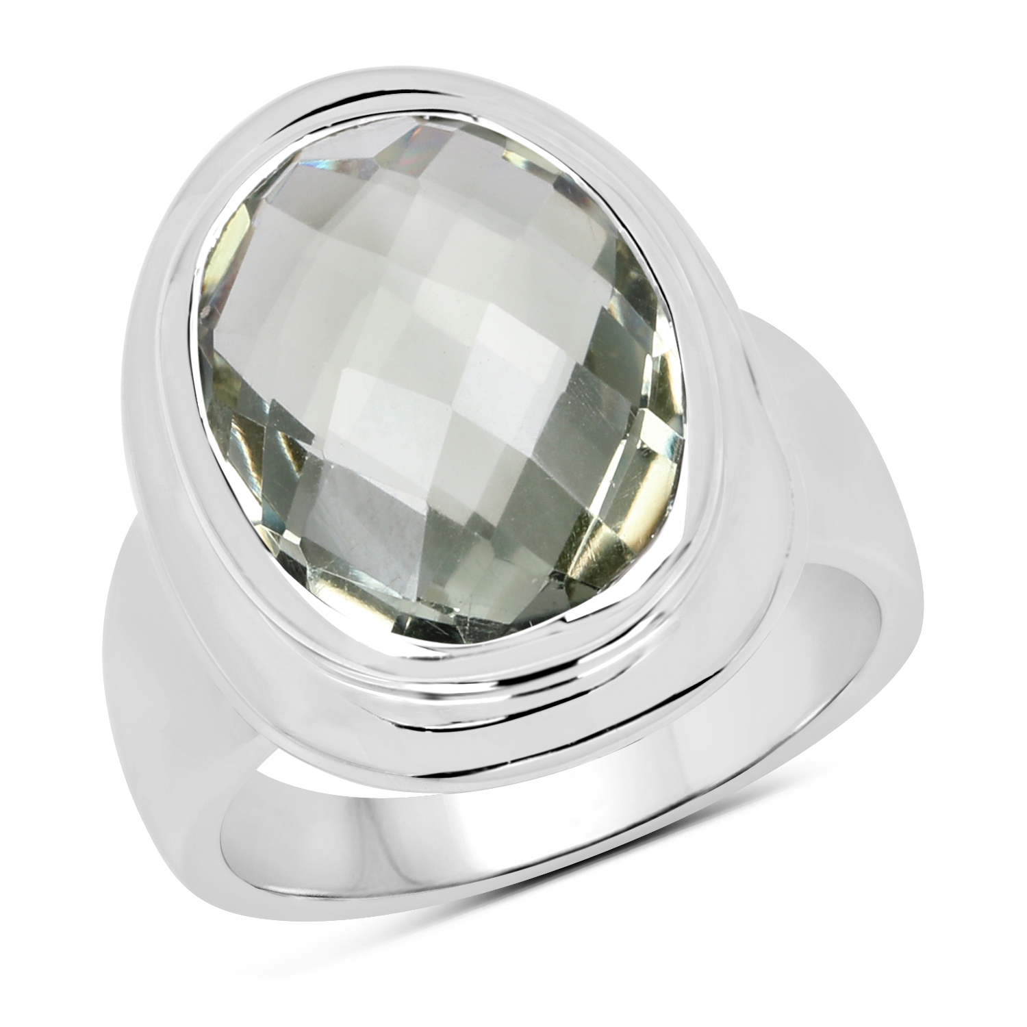 7.90 Carat Genuine Green Amethyst .925 Sterling Silver Ring