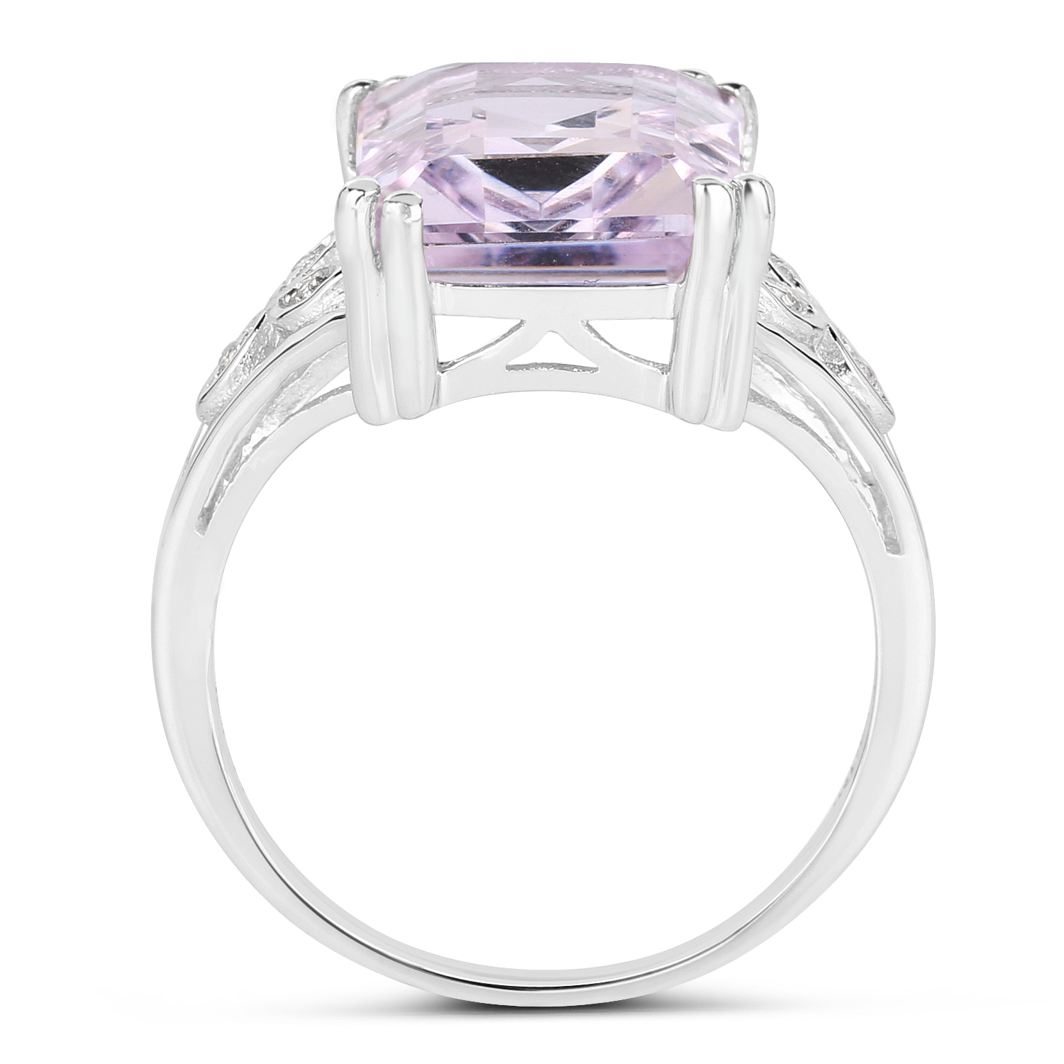6.13 Carat Genuine Pink Amethyst & White Topaz .925 Sterling Silver Ring