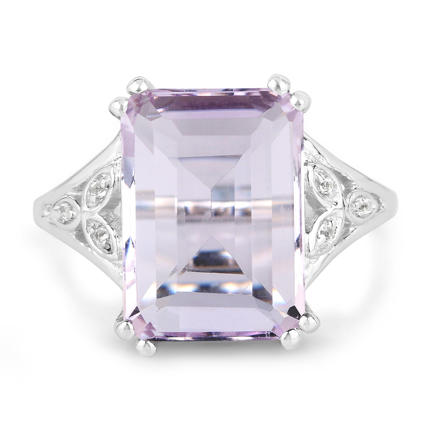 6.13 Carat Genuine Pink Amethyst & White Topaz .925 Sterling Silver Ring