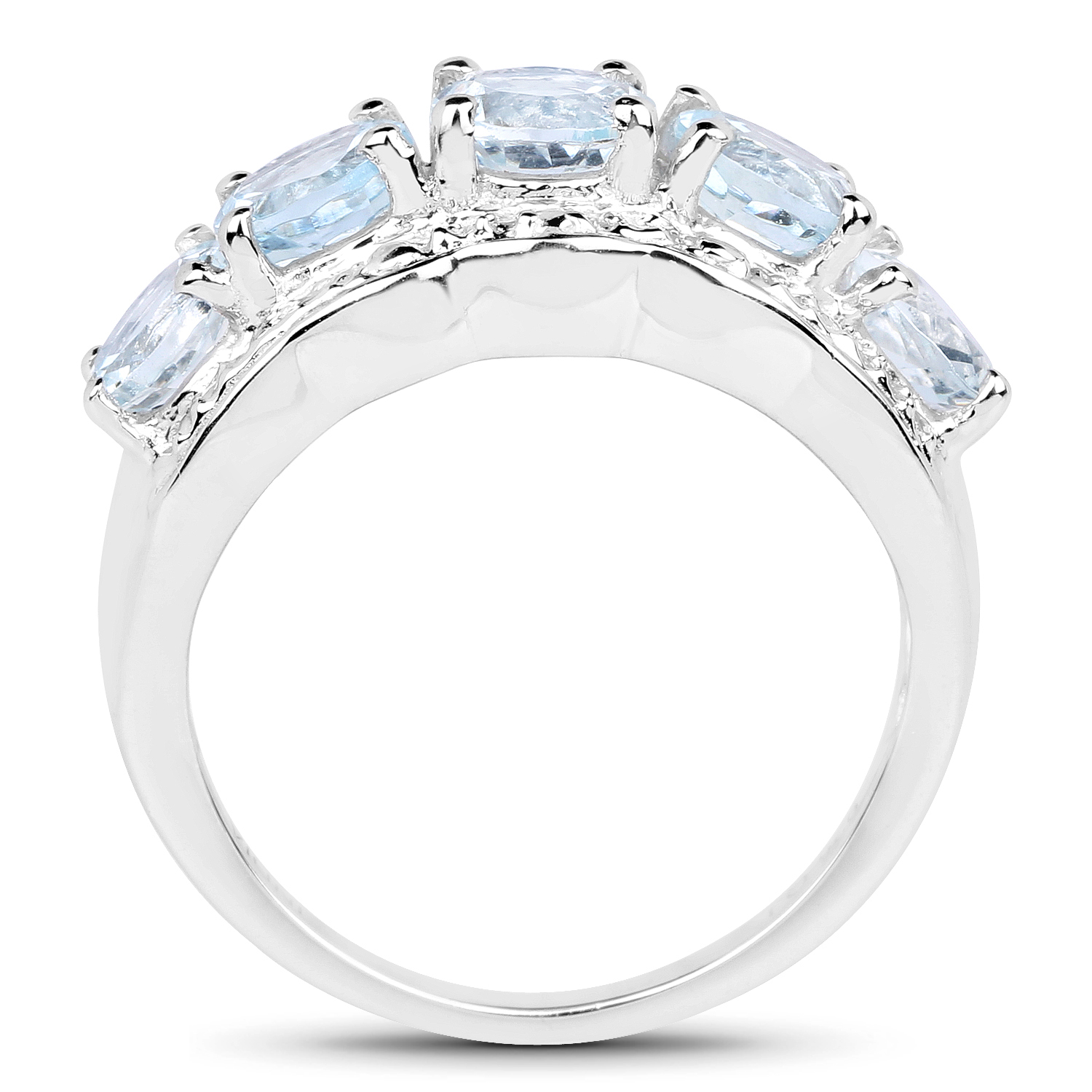 14K White Gold Plated 1.90 Carat Genuine Aquamarine Sterling Silver Ring