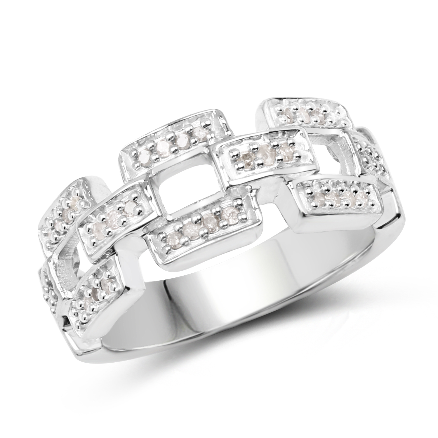 0.20 Carat Genuine White Diamond .925 Sterling Silver Ring