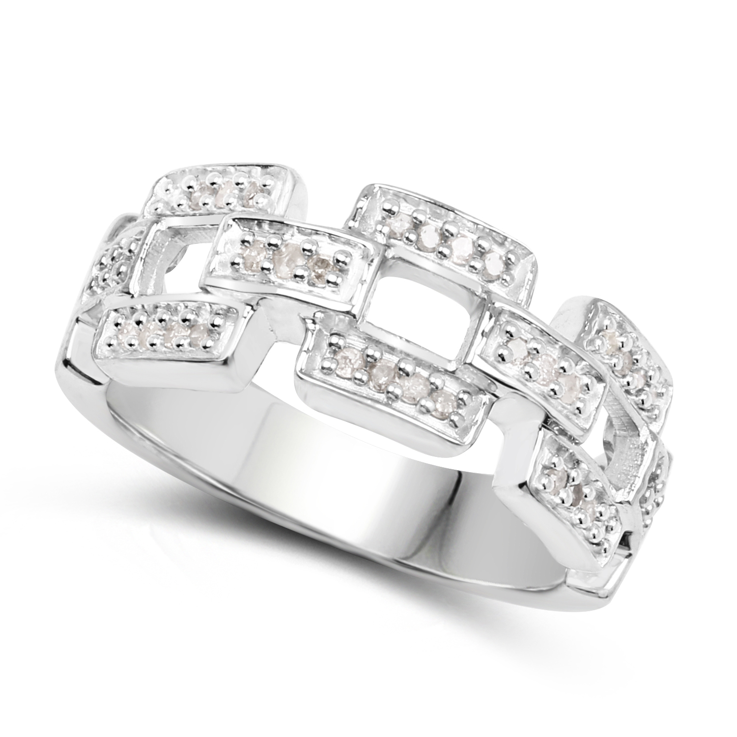 0.20 Carat Genuine White Diamond .925 Sterling Silver Ring