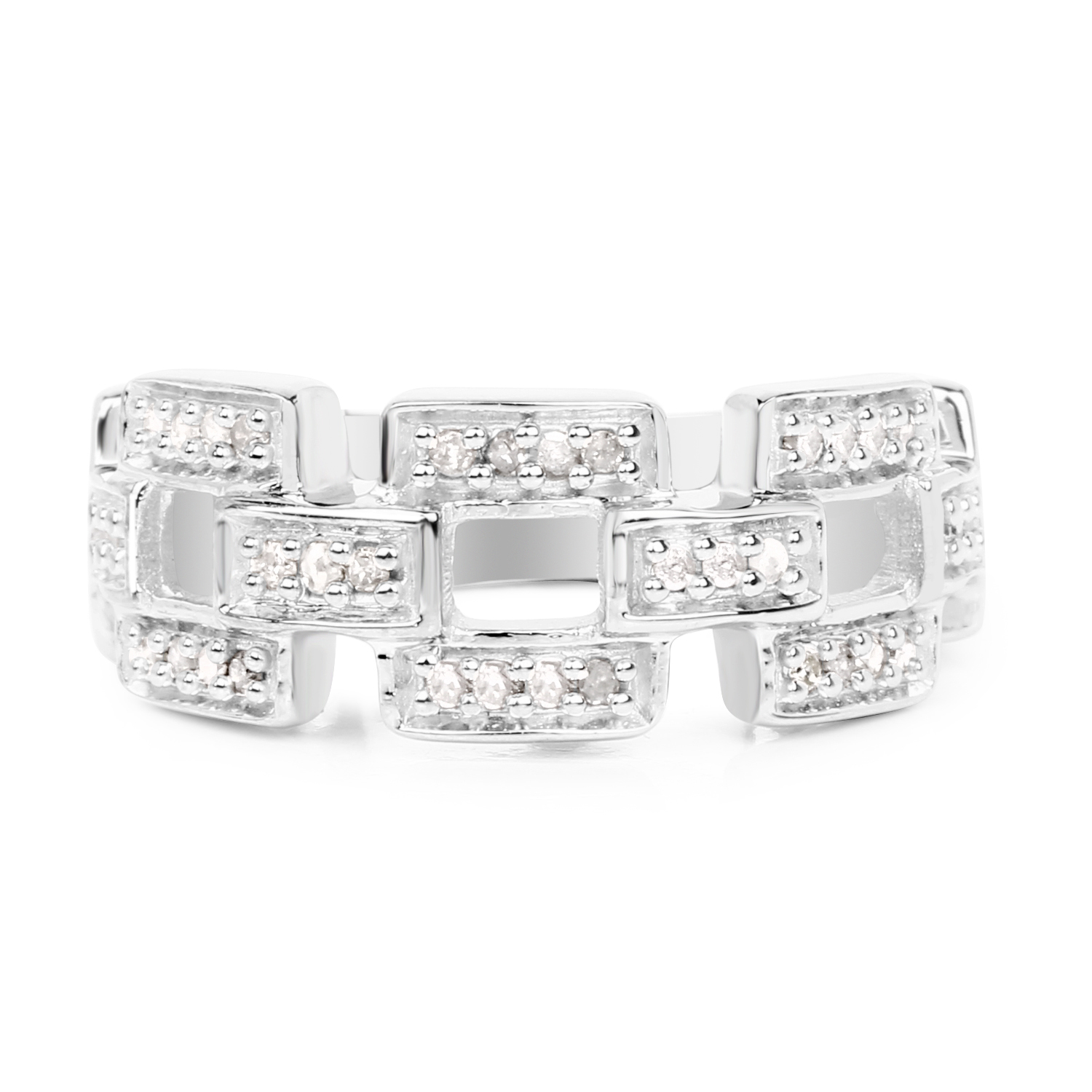 0.20 Carat Genuine White Diamond .925 Sterling Silver Ring