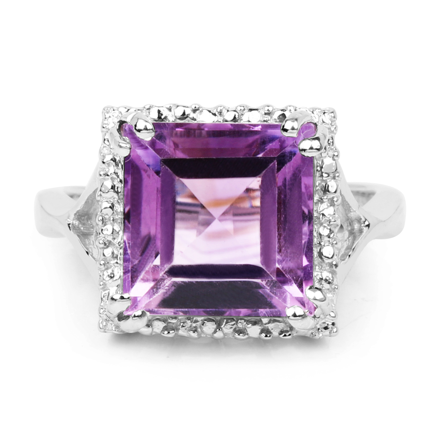 4.35 Carat Genuine Amethyst .925 Sterling Silver Ring