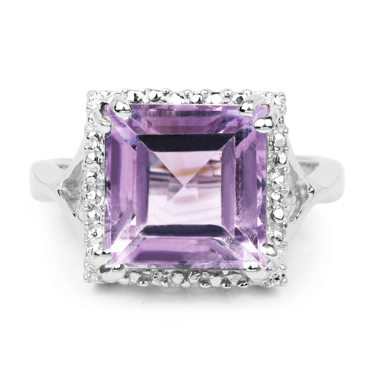 4.35 Carat Genuine Amethyst .925 Sterling Silver Ring