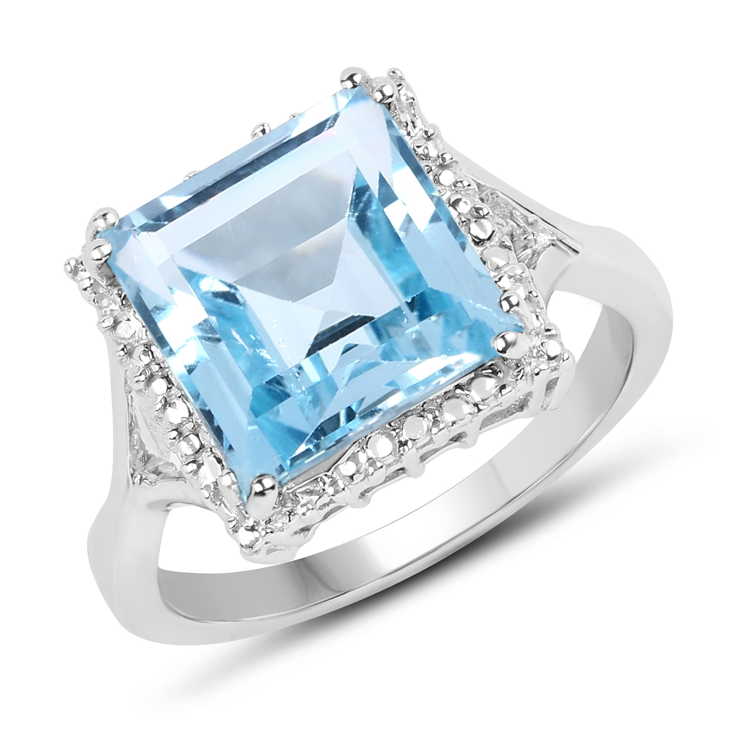 5.60 Carat Genuine Blue Topaz .925 Sterling Silver Ring