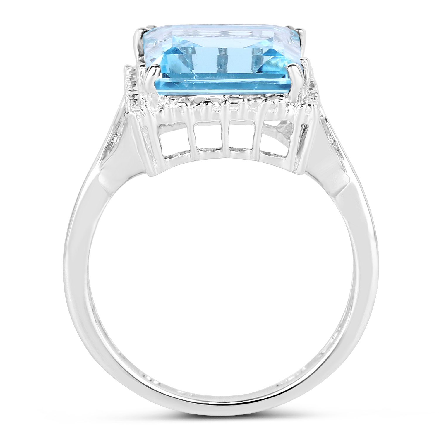 5.60 Carat Genuine Blue Topaz .925 Sterling Silver Ring