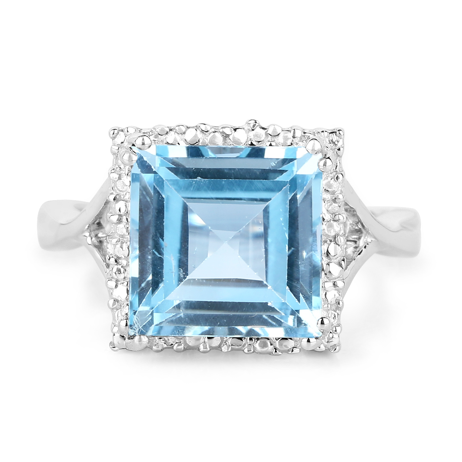 5.60 Carat Genuine Blue Topaz .925 Sterling Silver Ring