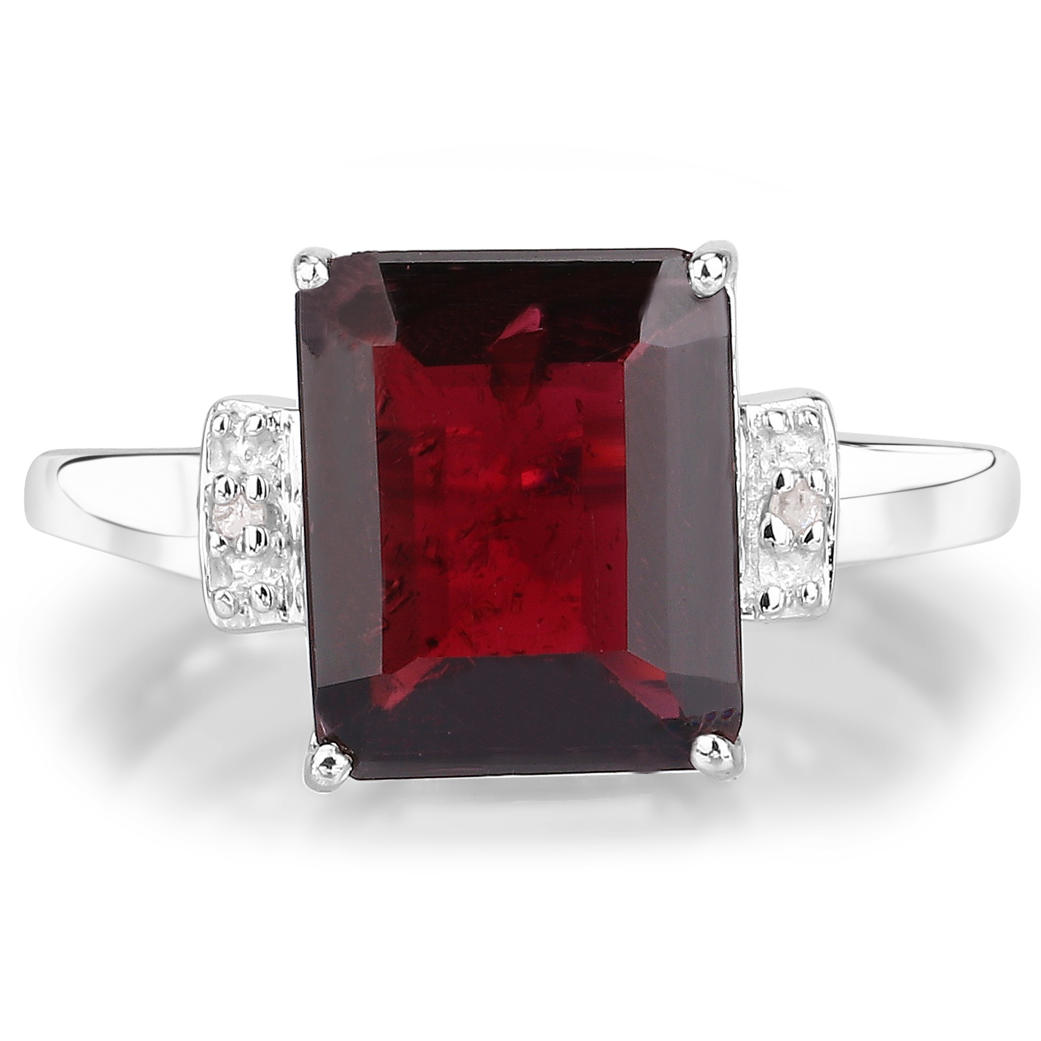 4.07 Carat Genuine Green Amethyst & White Topaz .925 Sterling Silver Ring