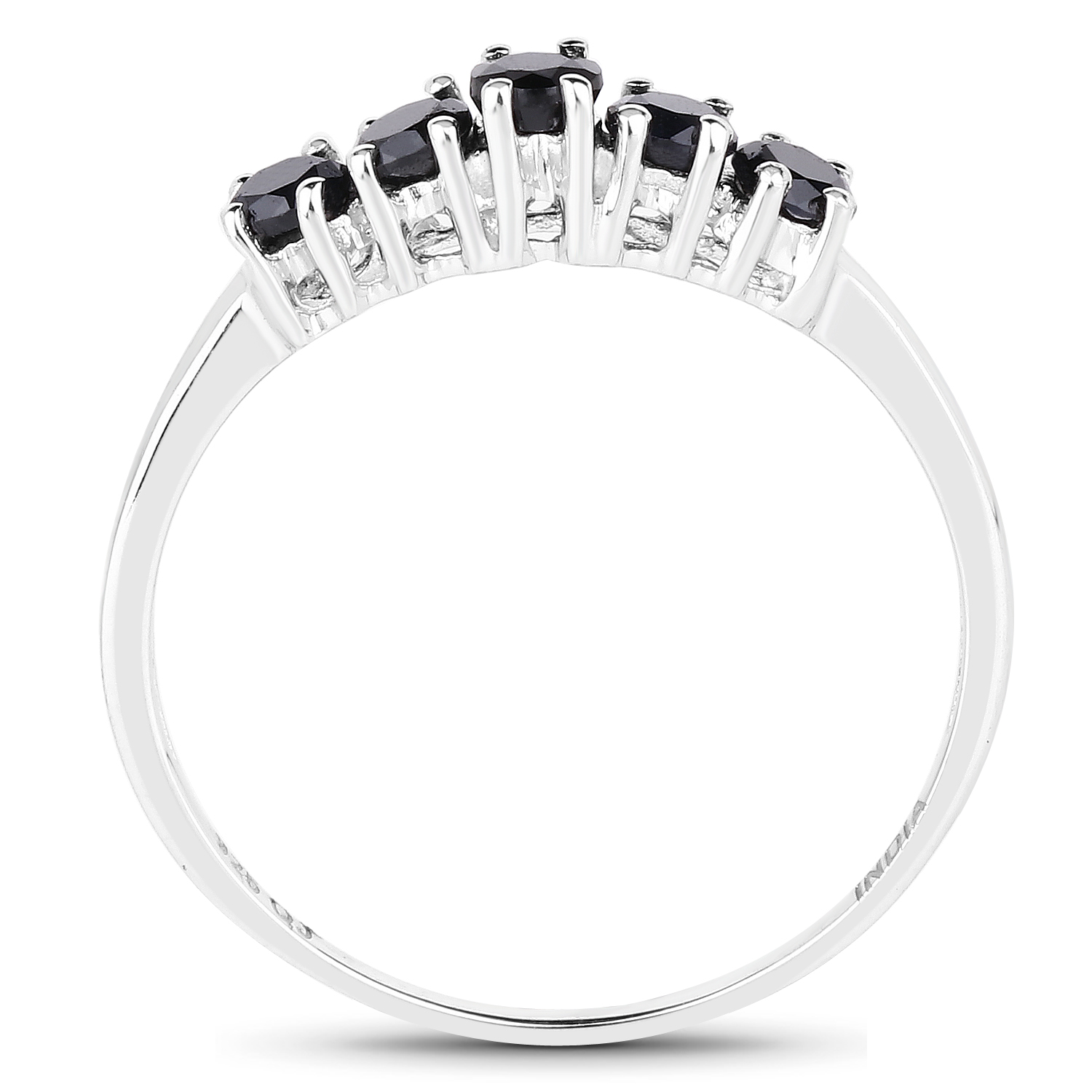 0.70 Carat Genuine Black Sapphire .925 Sterling Silver Ring