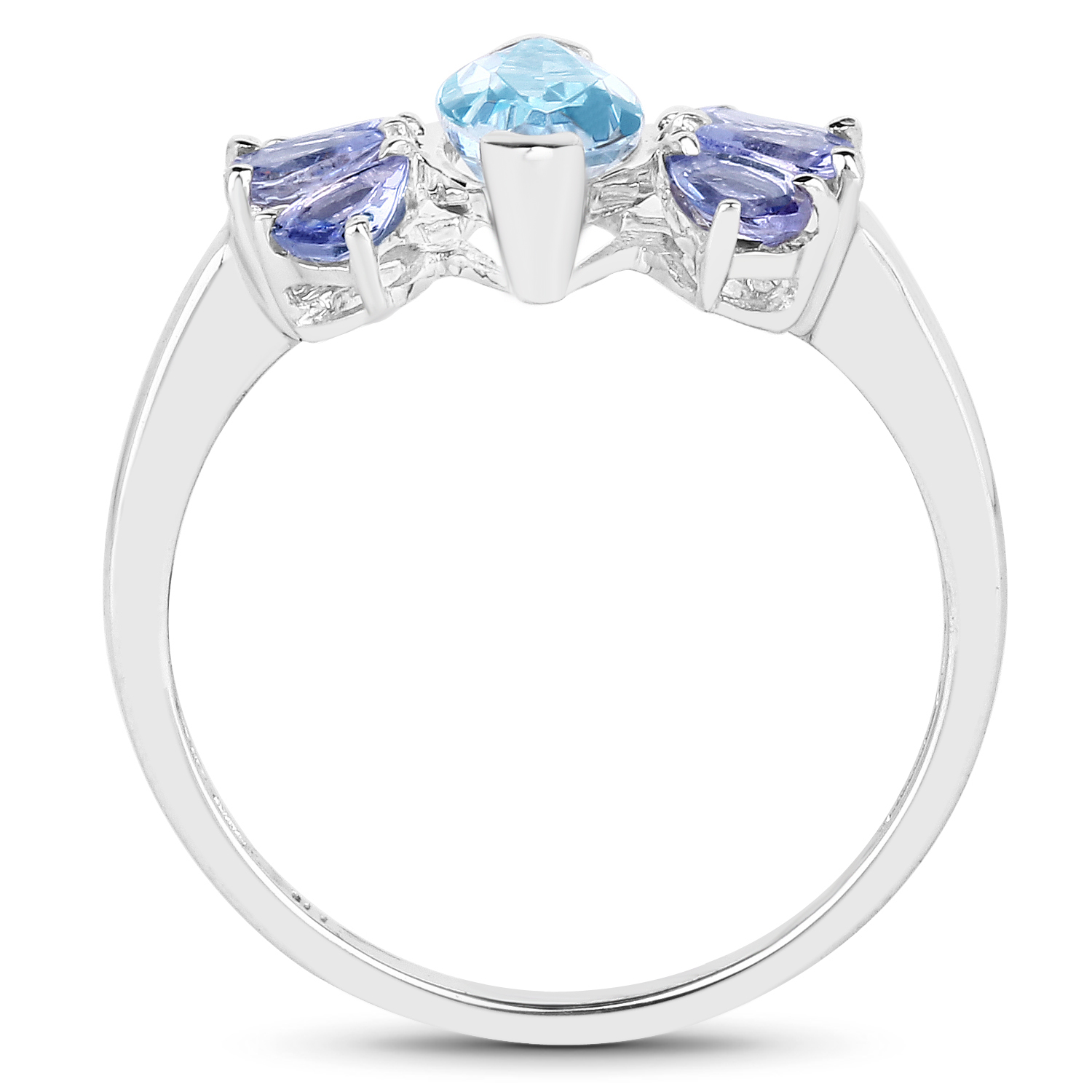 1.79 Carat Genuine Blue Topaz and Tanzanite .925 Sterling Silver Ring