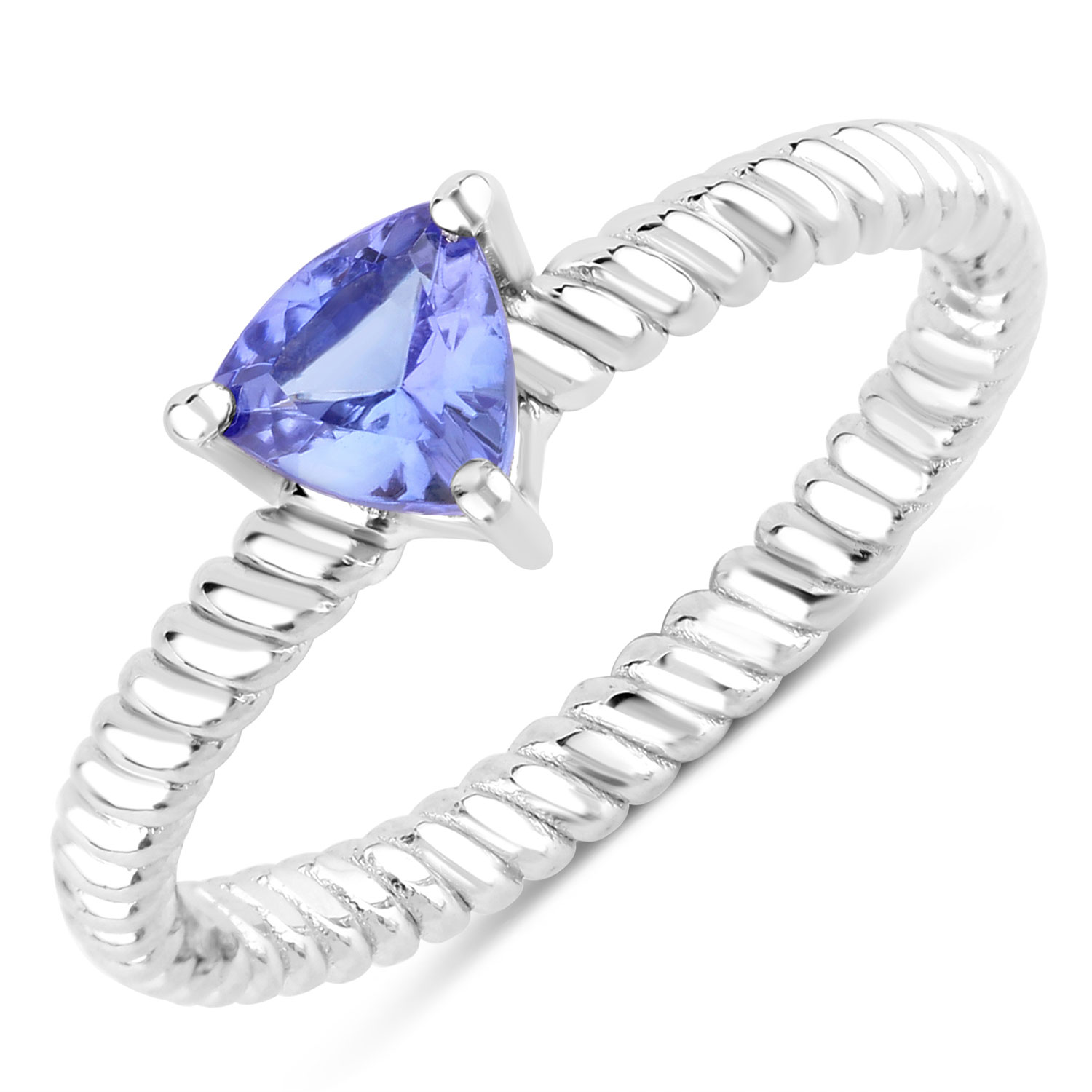 0.43 Carat Genuine Tanzanite .925 Sterling Silver Ring