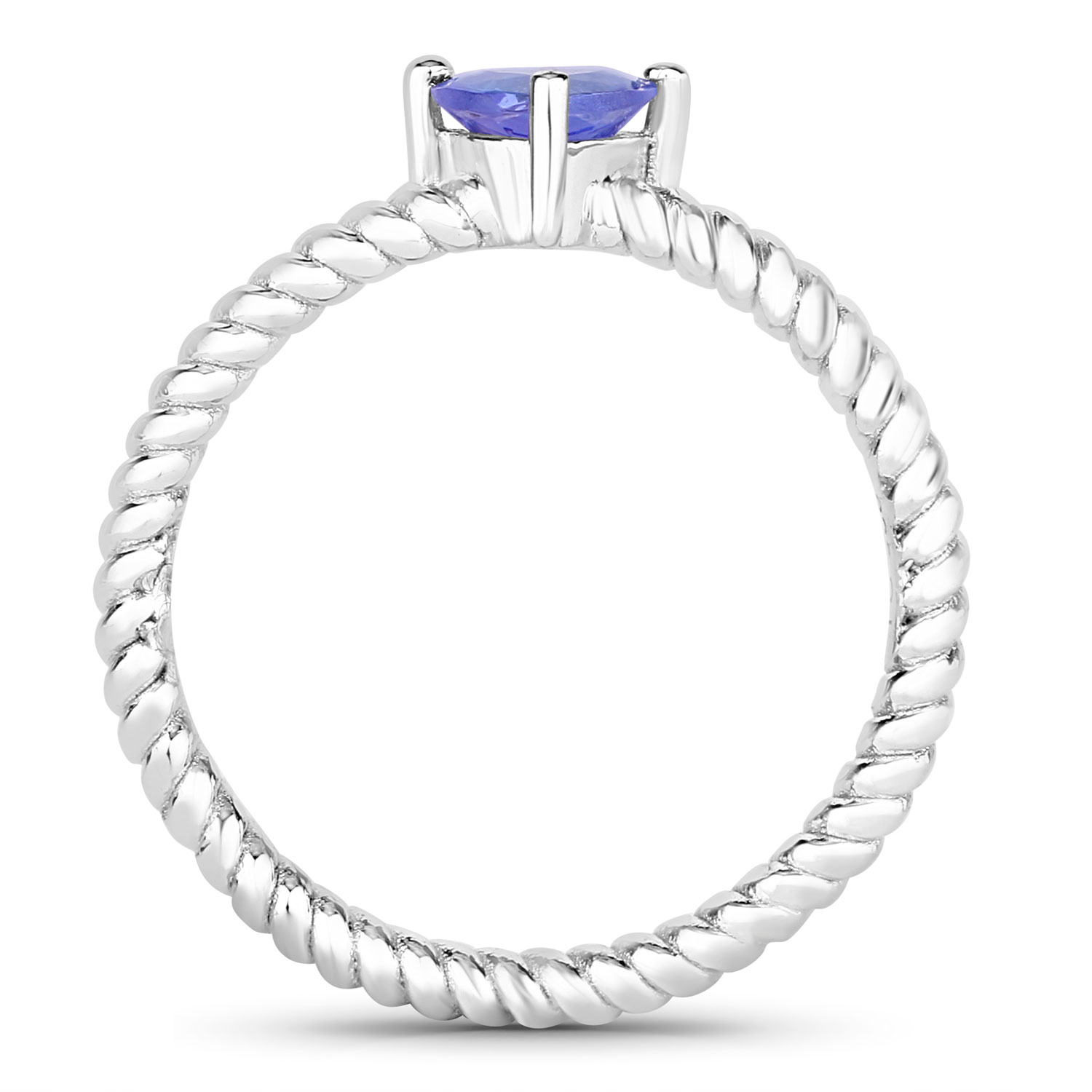 0.43 Carat Genuine Tanzanite .925 Sterling Silver Ring