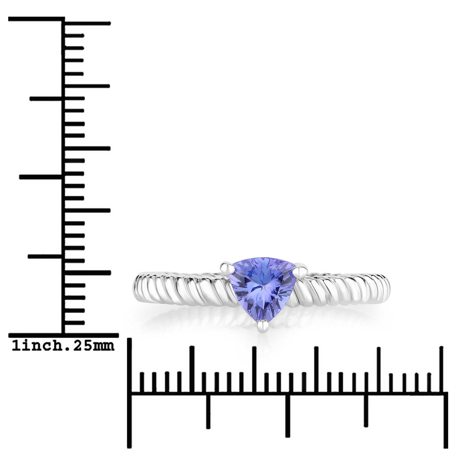 0.43 Carat Genuine Tanzanite .925 Sterling Silver Ring