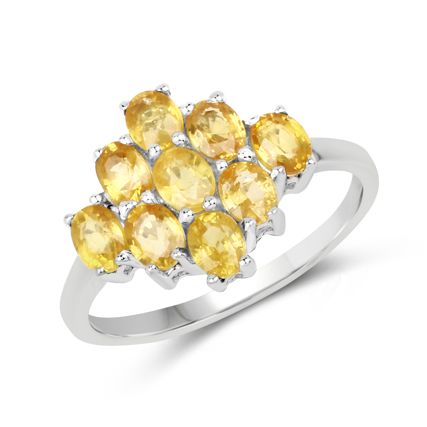 1.98 Carat Genuine Yellow Sapphire .925 Sterling Silver Ring