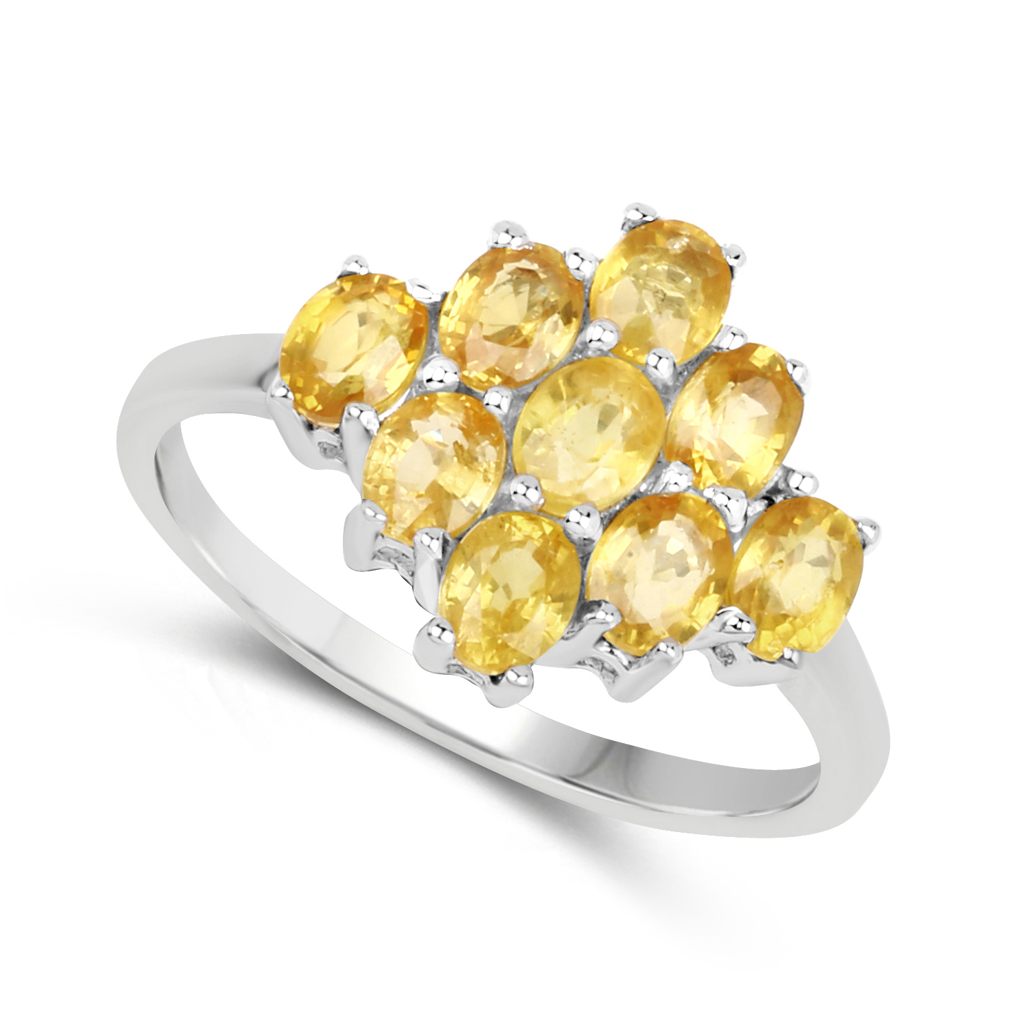 1.98 Carat Genuine Yellow Sapphire .925 Sterling Silver Ring