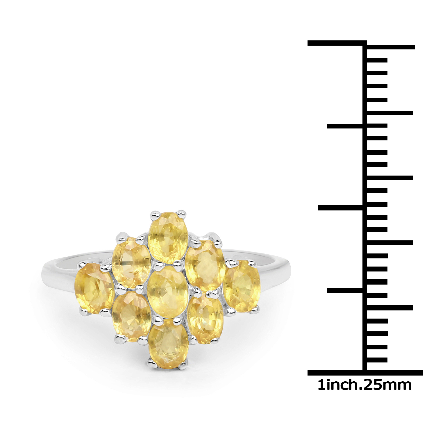 1.98 Carat Genuine Yellow Sapphire .925 Sterling Silver Ring