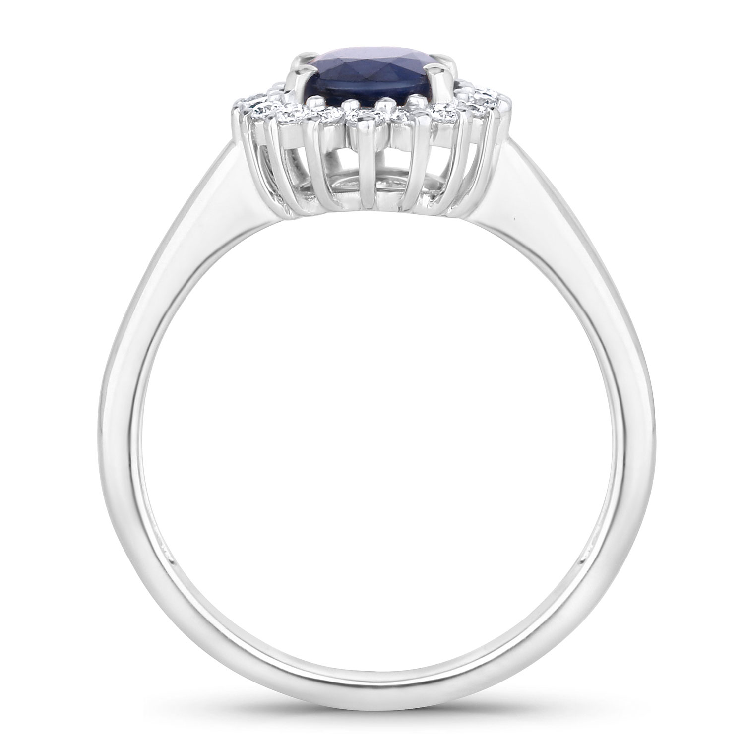 1.73 Carat Genuine Blue Sapphire and White Diamond 14K White Gold Ring