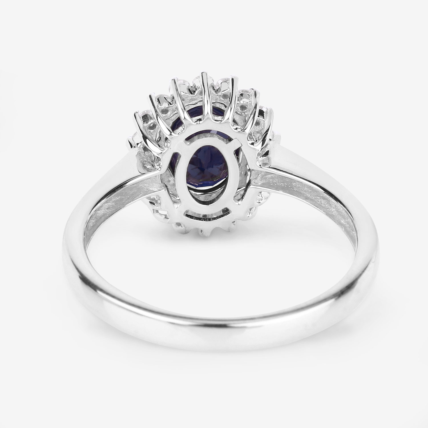 1.73 Carat Genuine Blue Sapphire and White Diamond 14K White Gold Ring