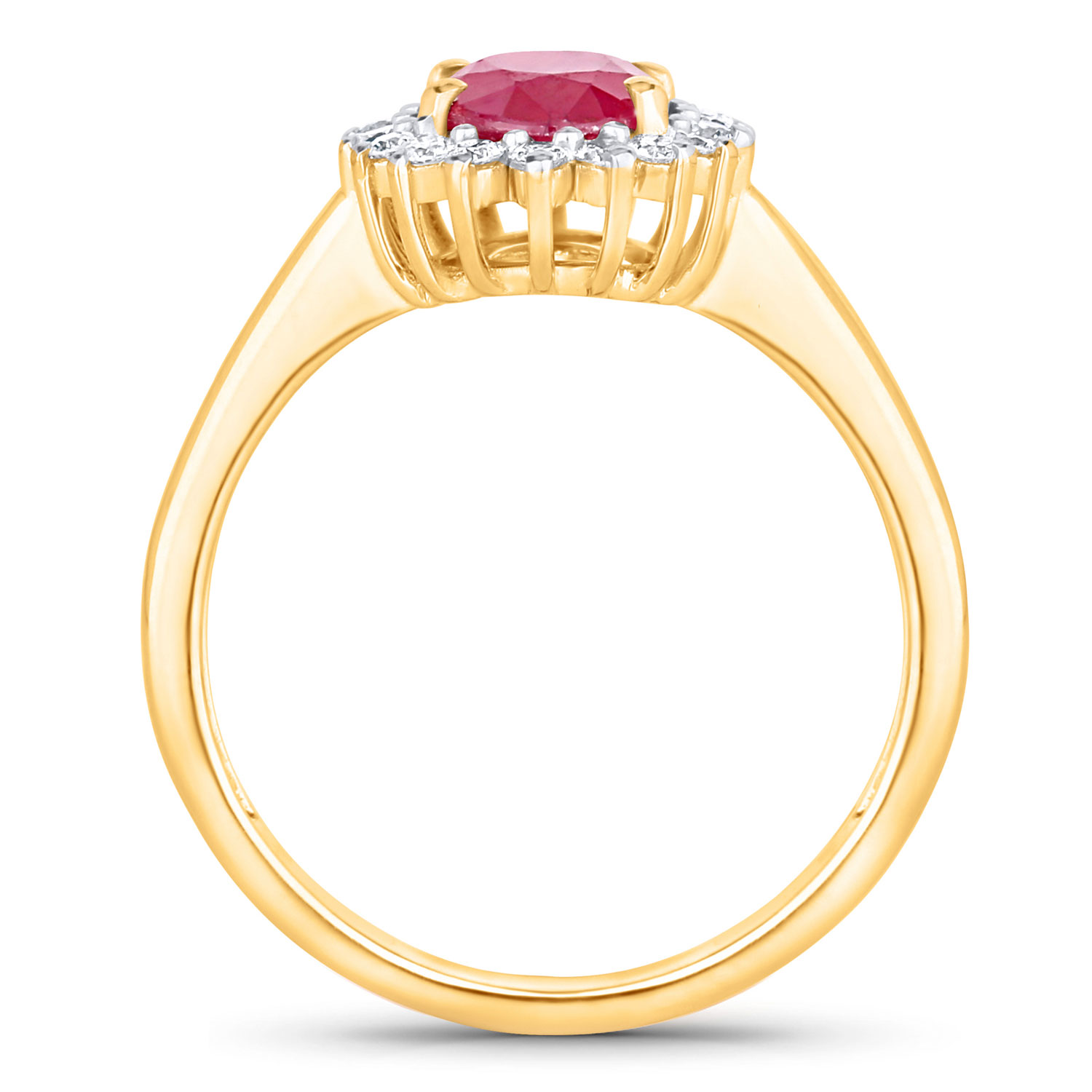 1.64 Carat Genuine Ruby and White Diamond 14K Yellow Gold Ring