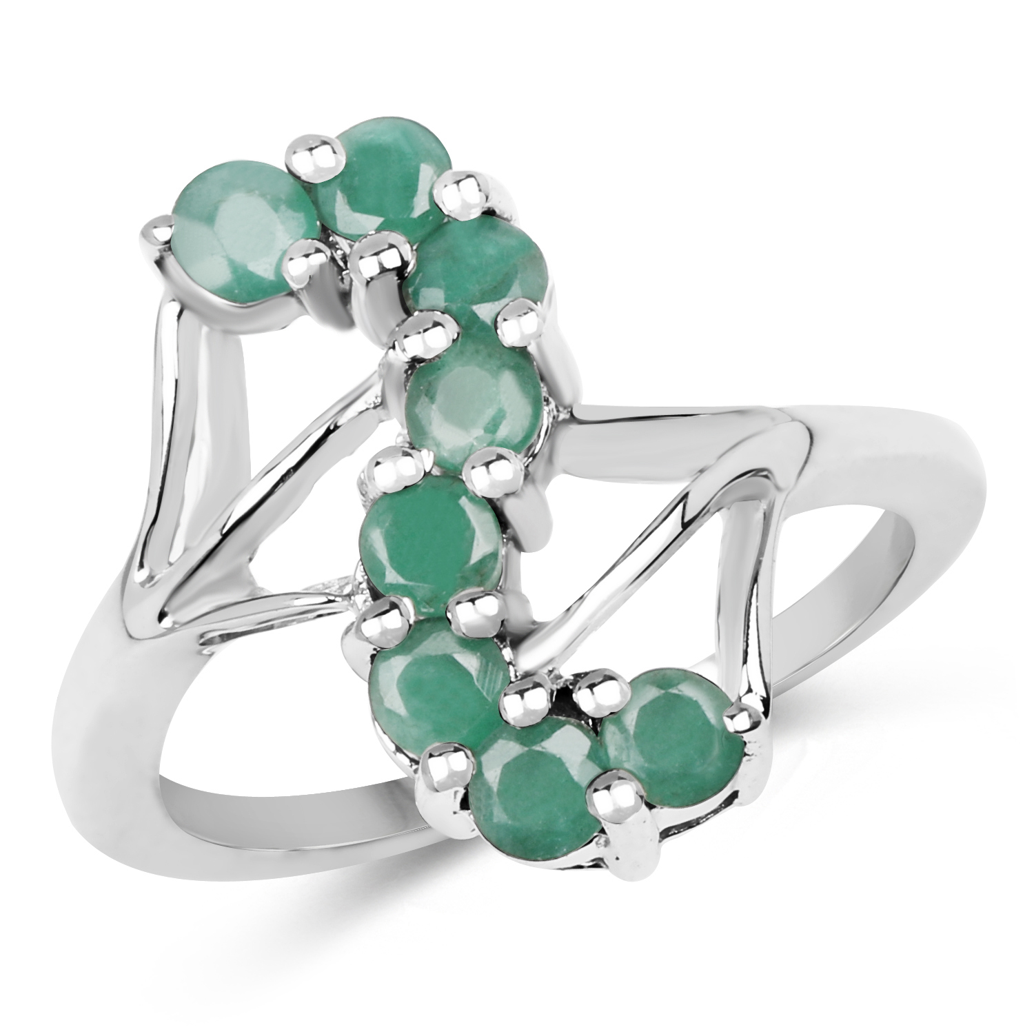 0.80 Carat Genuine Emerald .925 Sterling Silver Ring