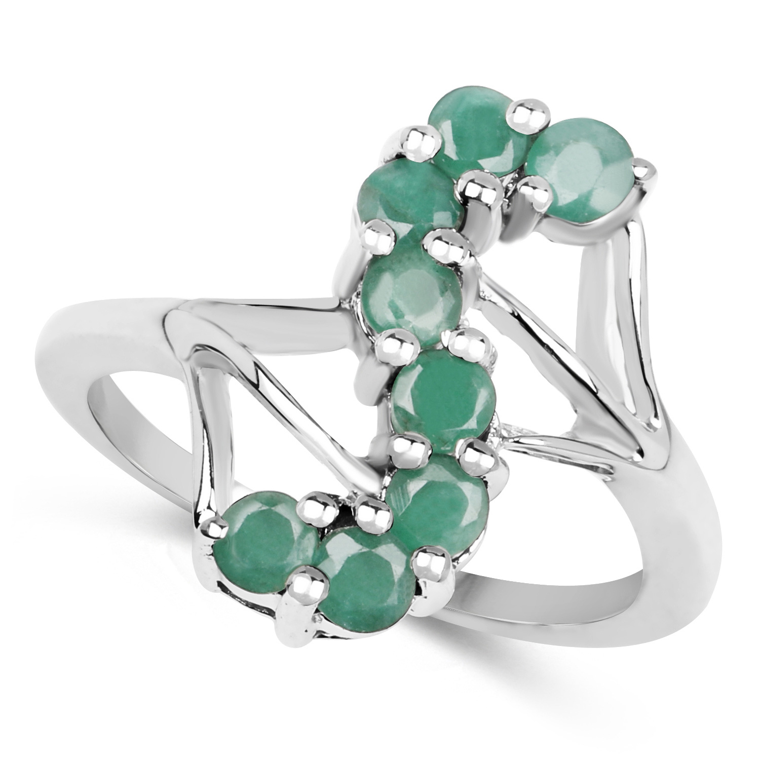 0.80 Carat Genuine Emerald .925 Sterling Silver Ring