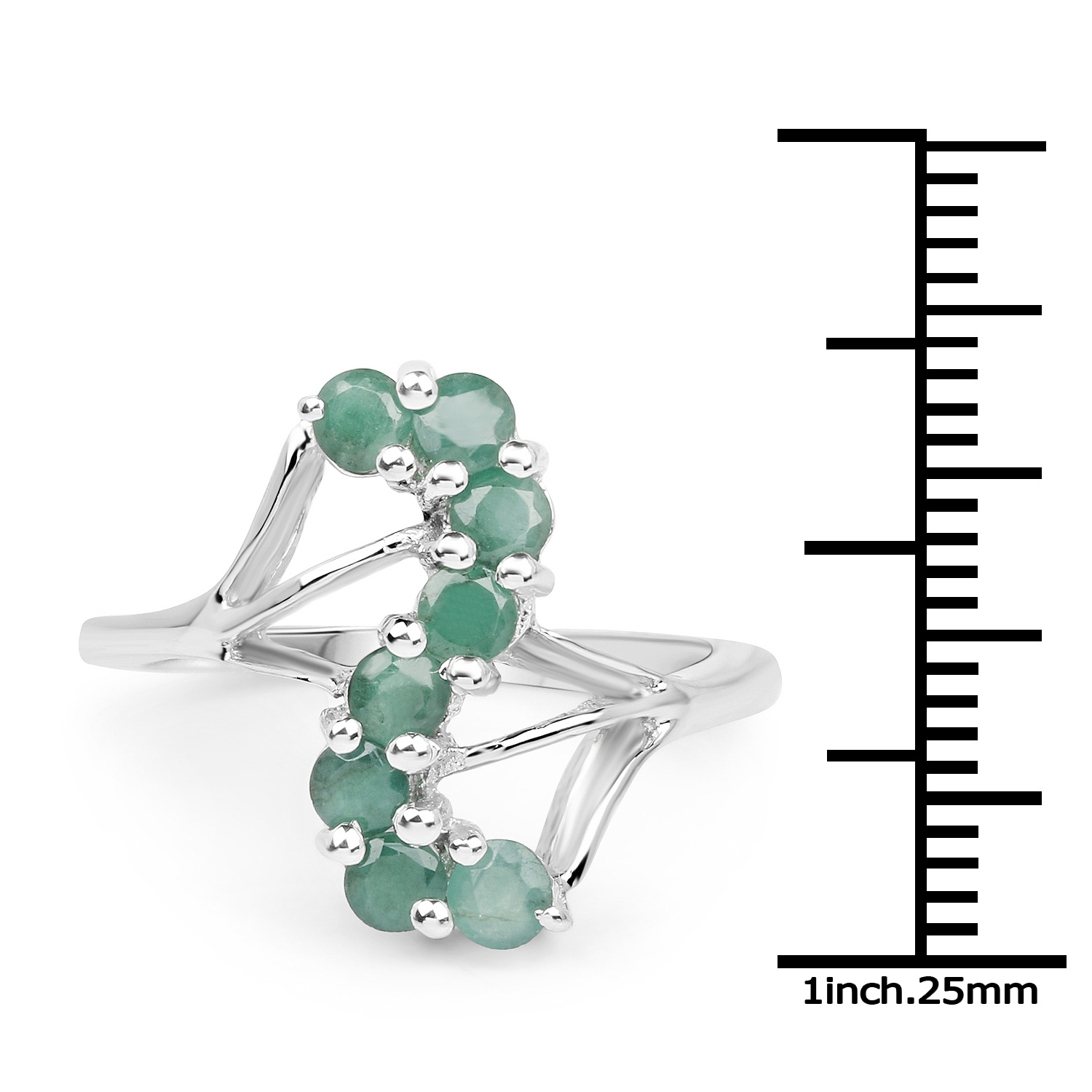 0.80 Carat Genuine Emerald .925 Sterling Silver Ring