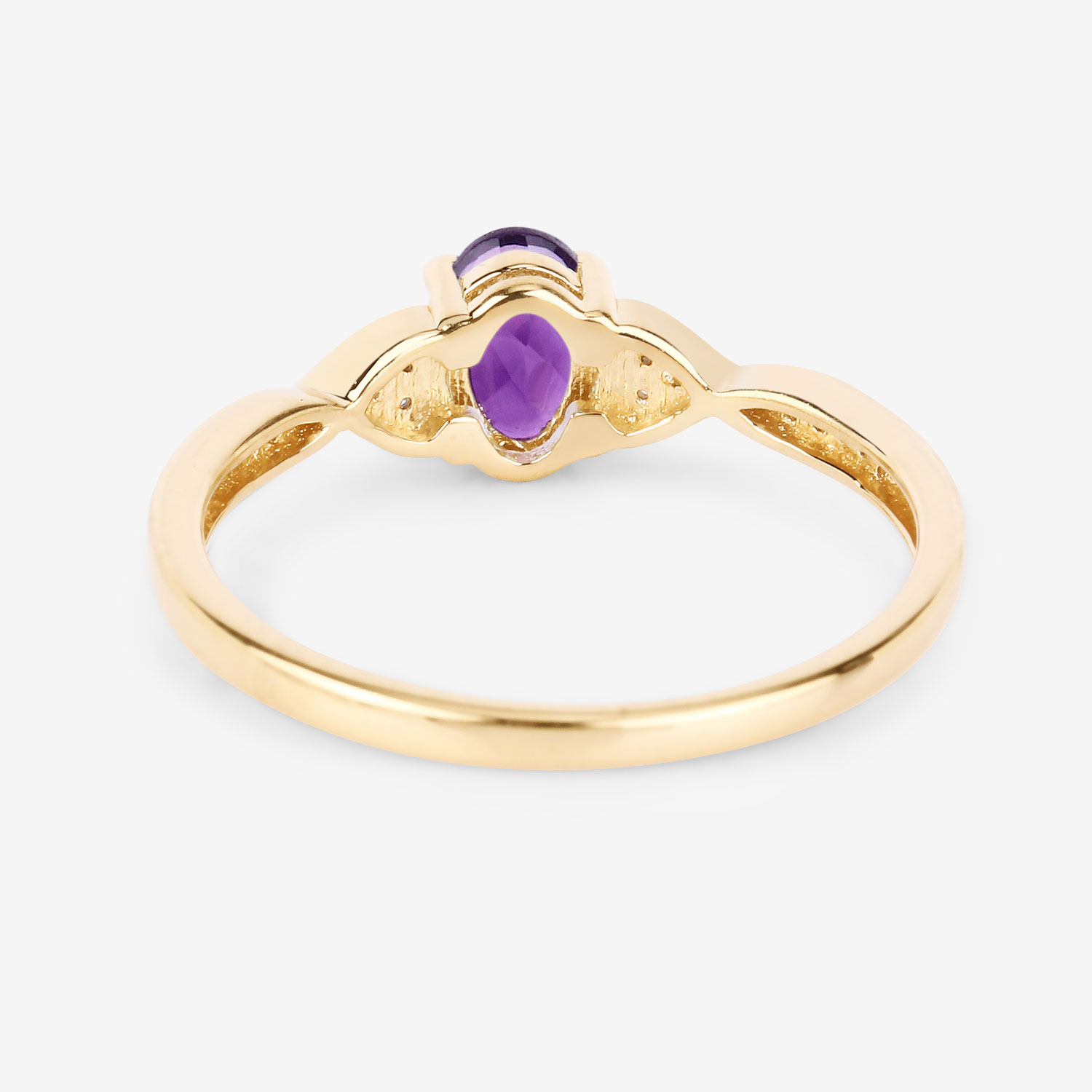 0.43 Carat Genuine Amethyst and White Diamond 10K Yellow Gold Ring