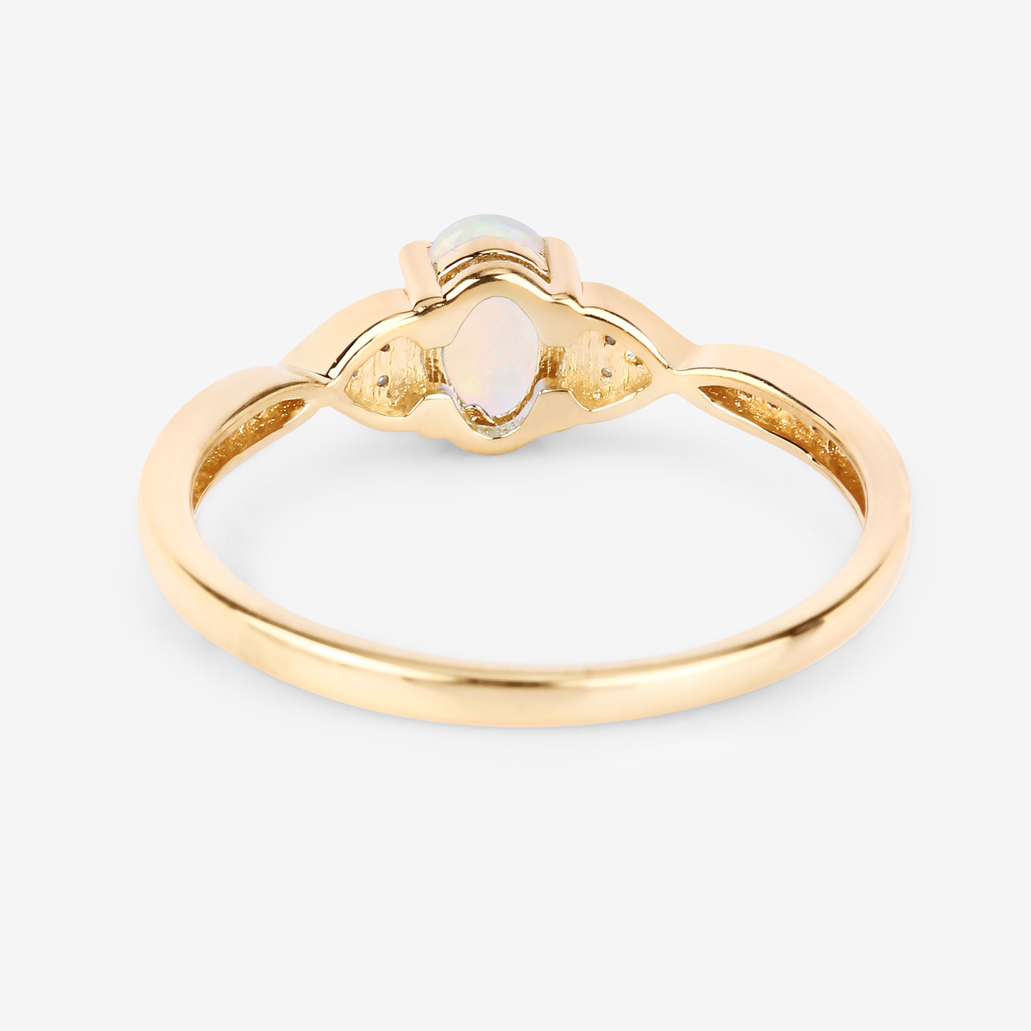 0.29 Carat Genuine Ethiopian Opal and White Diamond 10K Yellow Gold Ring