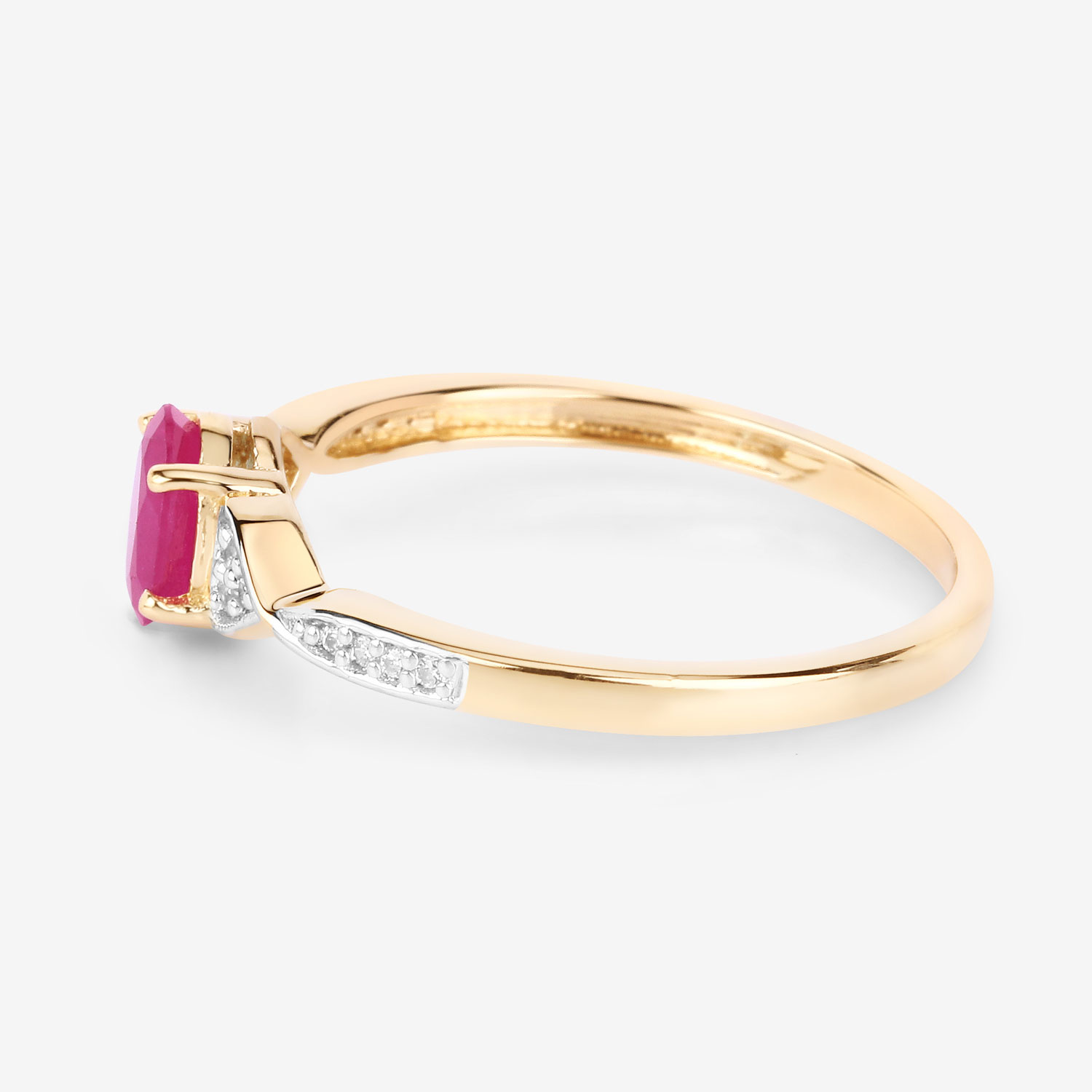 0.57 Carat Genuine Ruby and White Diamond 10K Yellow Gold Ring