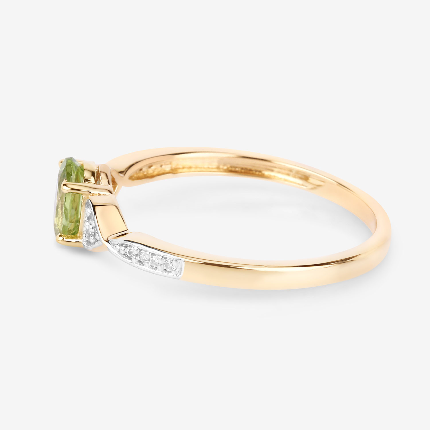 0.46 Carat Genuine Peridot and White Diamond 10K Yellow Gold Ring