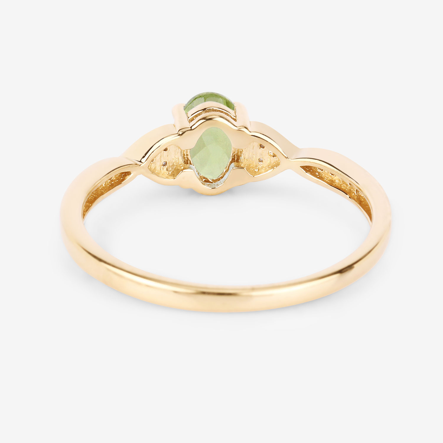 0.46 Carat Genuine Peridot and White Diamond 10K Yellow Gold Ring