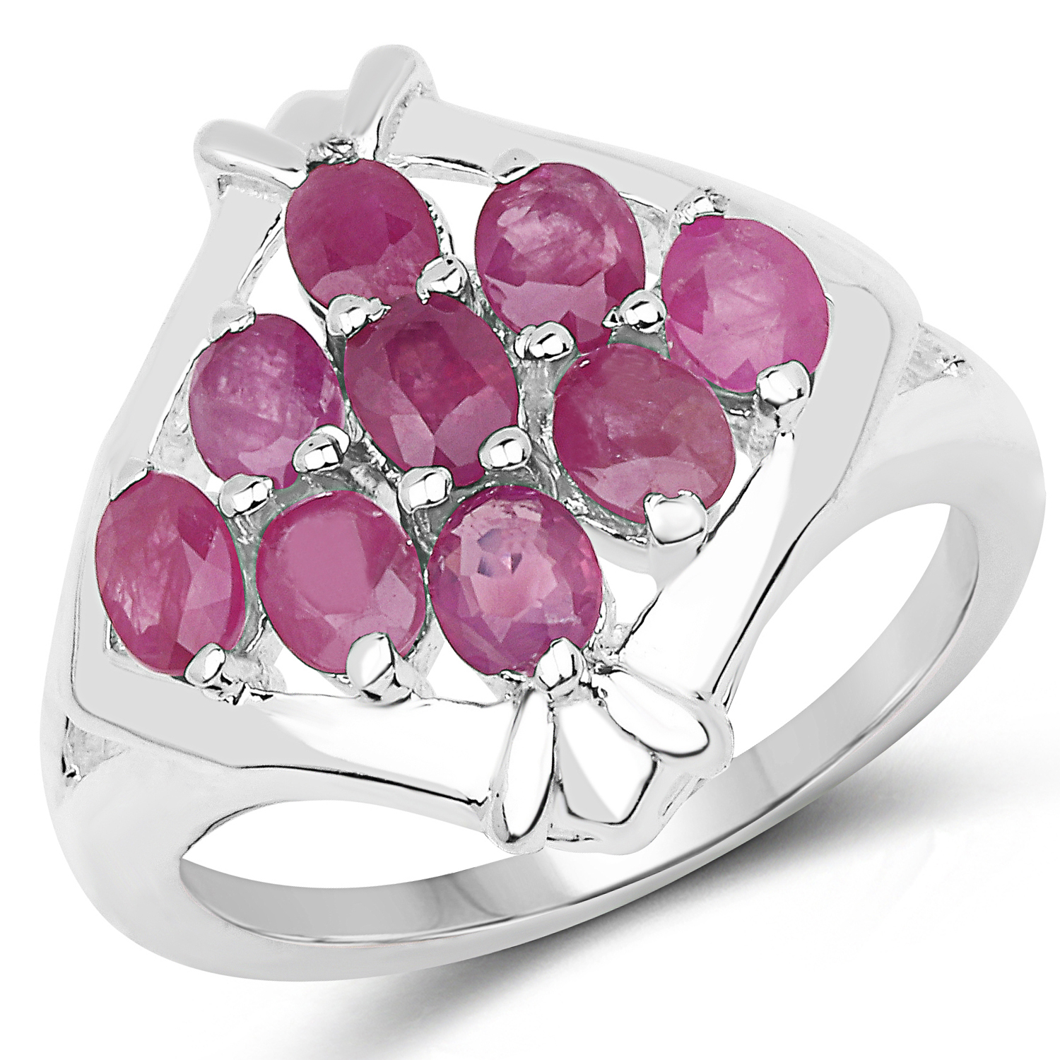 1.98 Carat Genuine Ruby .925 Sterling Silver Ring