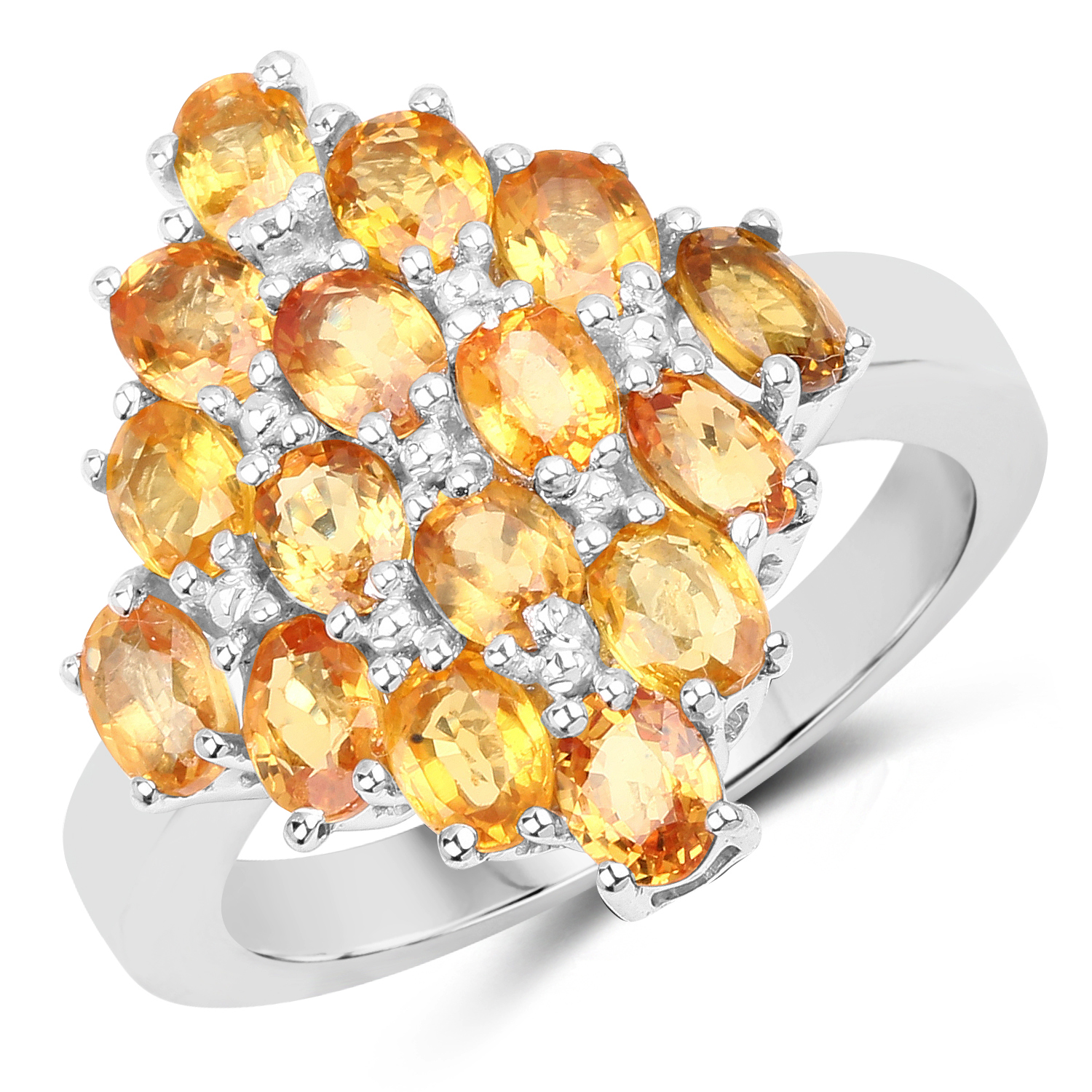 3.52 Carat Genuine Orange Sapphire .925 Sterling Silver Ring