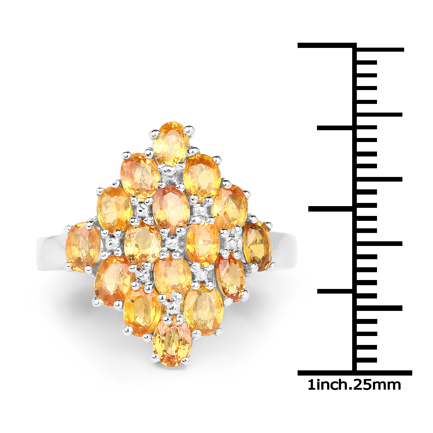 3.52 Carat Genuine Orange Sapphire .925 Sterling Silver Ring