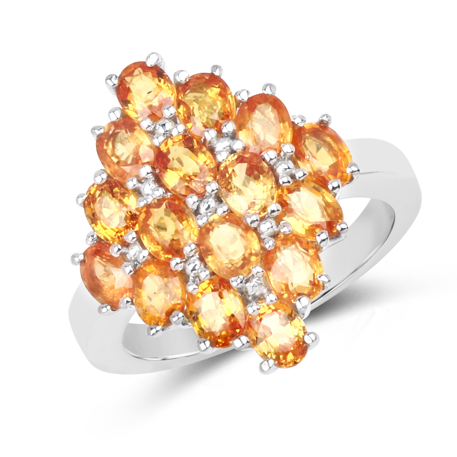 3.52 Carat Genuine Yellow Sapphire .925 Sterling Silver Ring