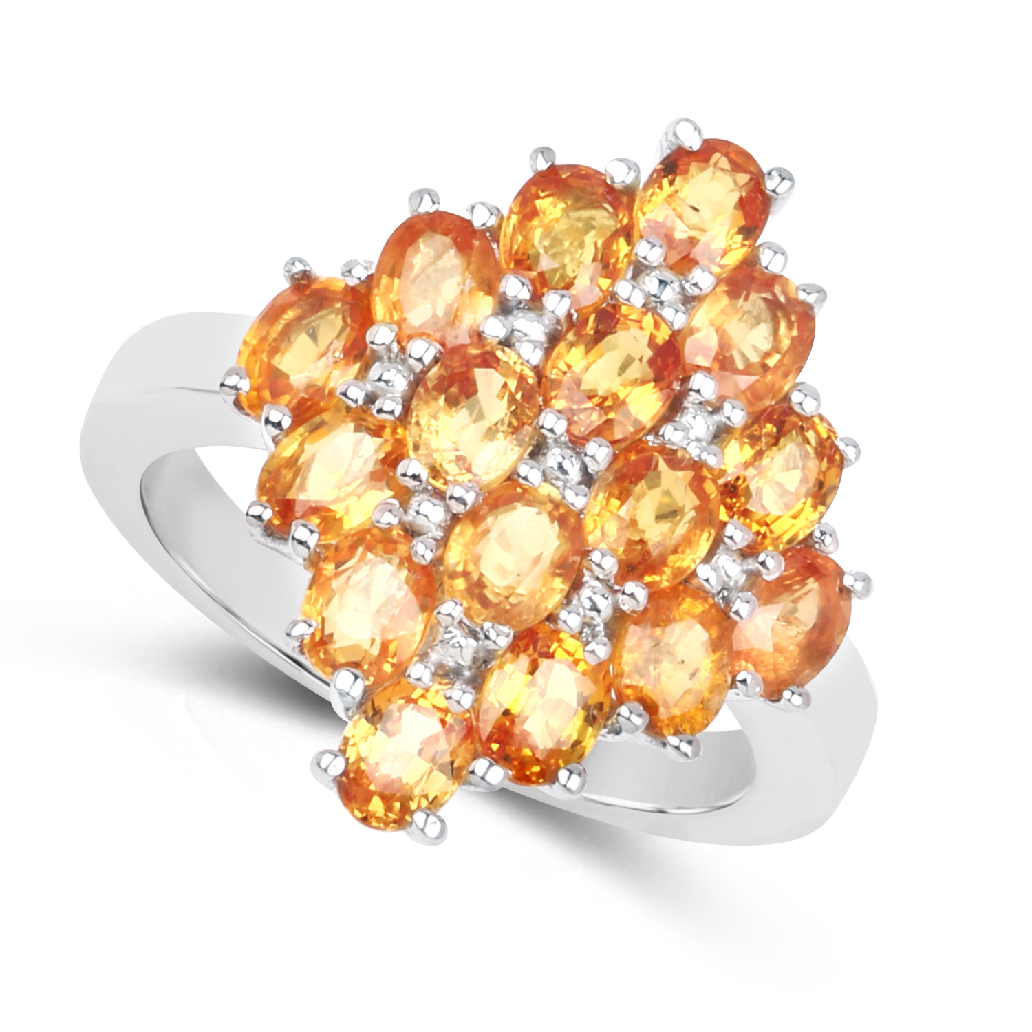 3.52 Carat Genuine Yellow Sapphire .925 Sterling Silver Ring