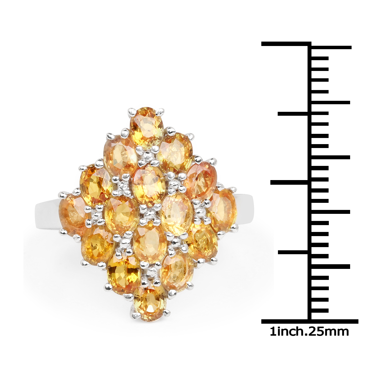 3.52 Carat Genuine Yellow Sapphire .925 Sterling Silver Ring