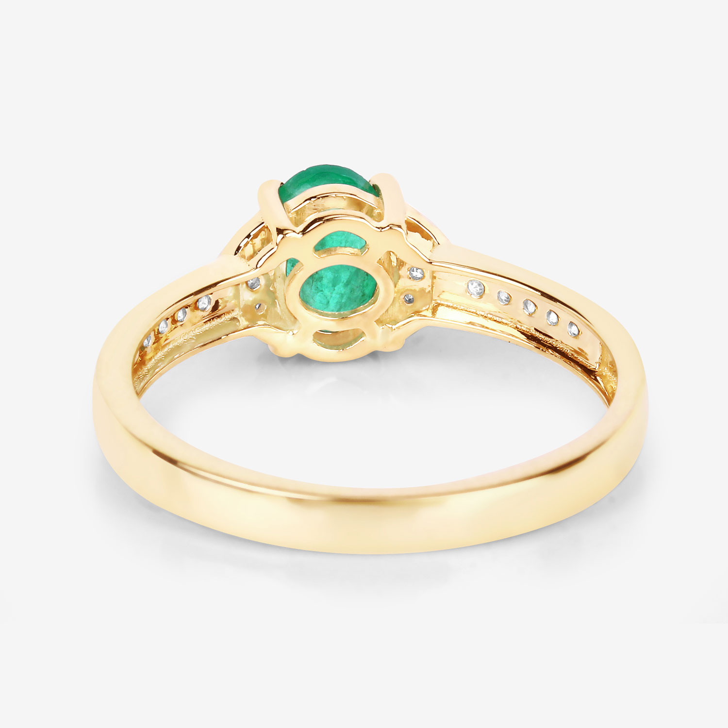0.82 Carat Genuine Zambian Emerald and White Diamond 14K Yellow Gold Ring