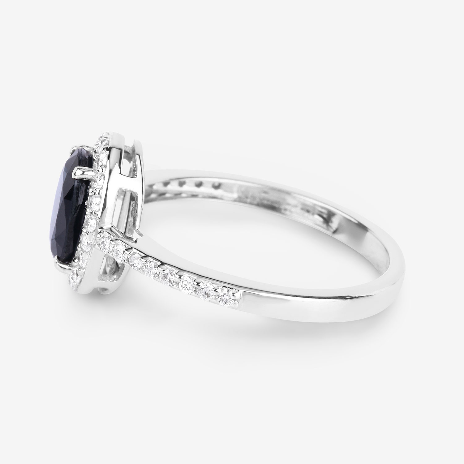 1.82 Carat Genuine Blue Sapphire and White Diamond 14K White Gold Ring